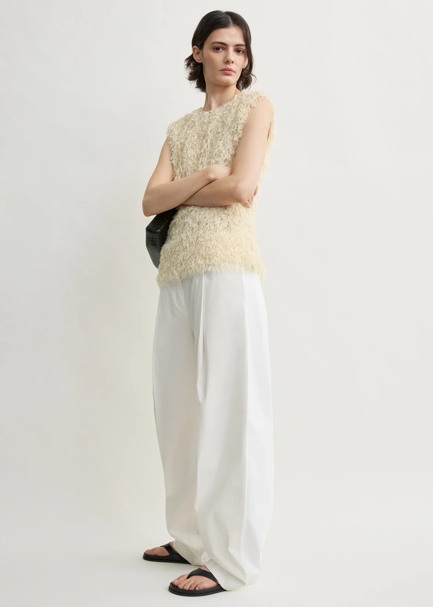 Feathered-jersey top eggshell - Image 2