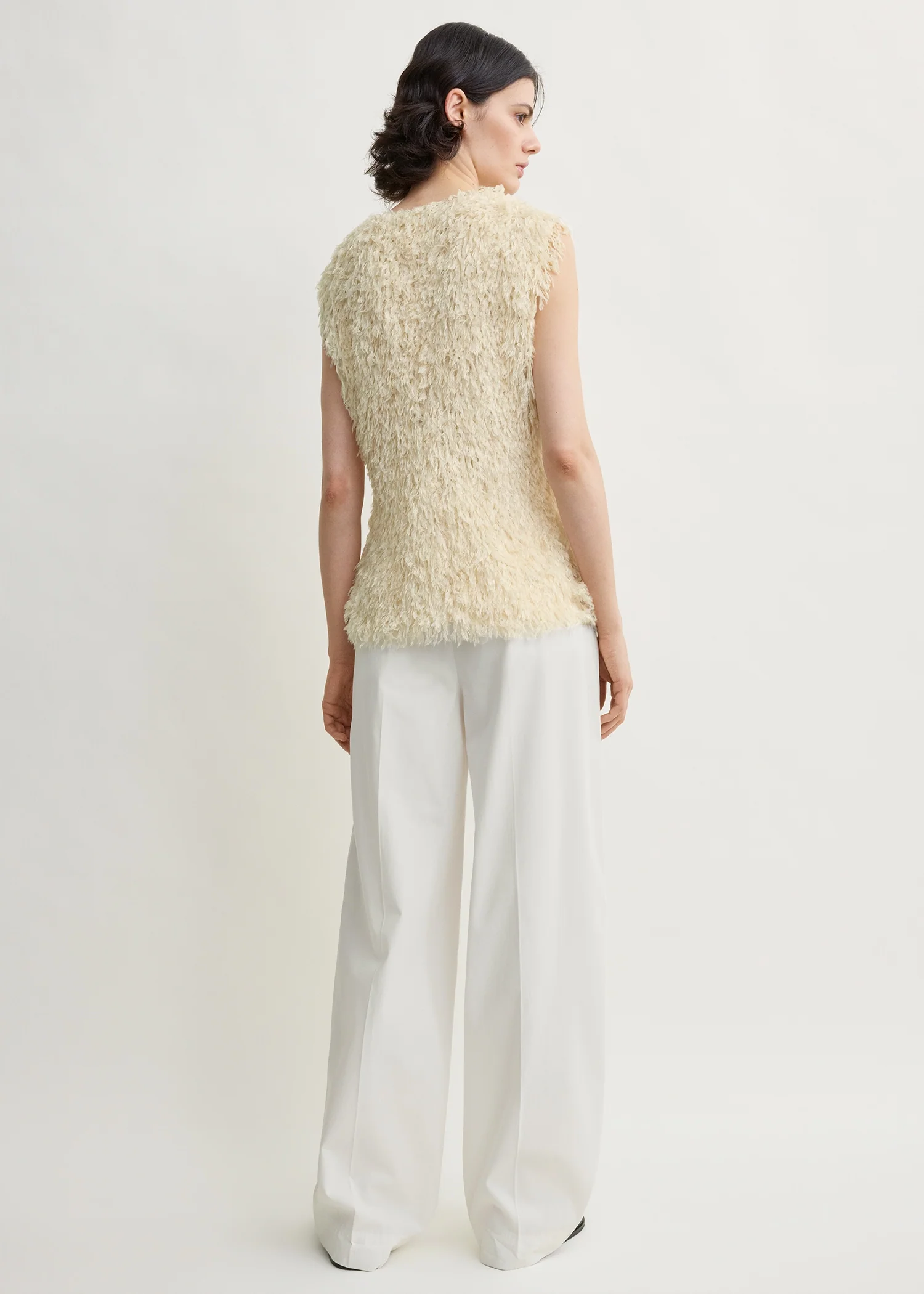 Feathered-jersey top eggshell - Image 3
