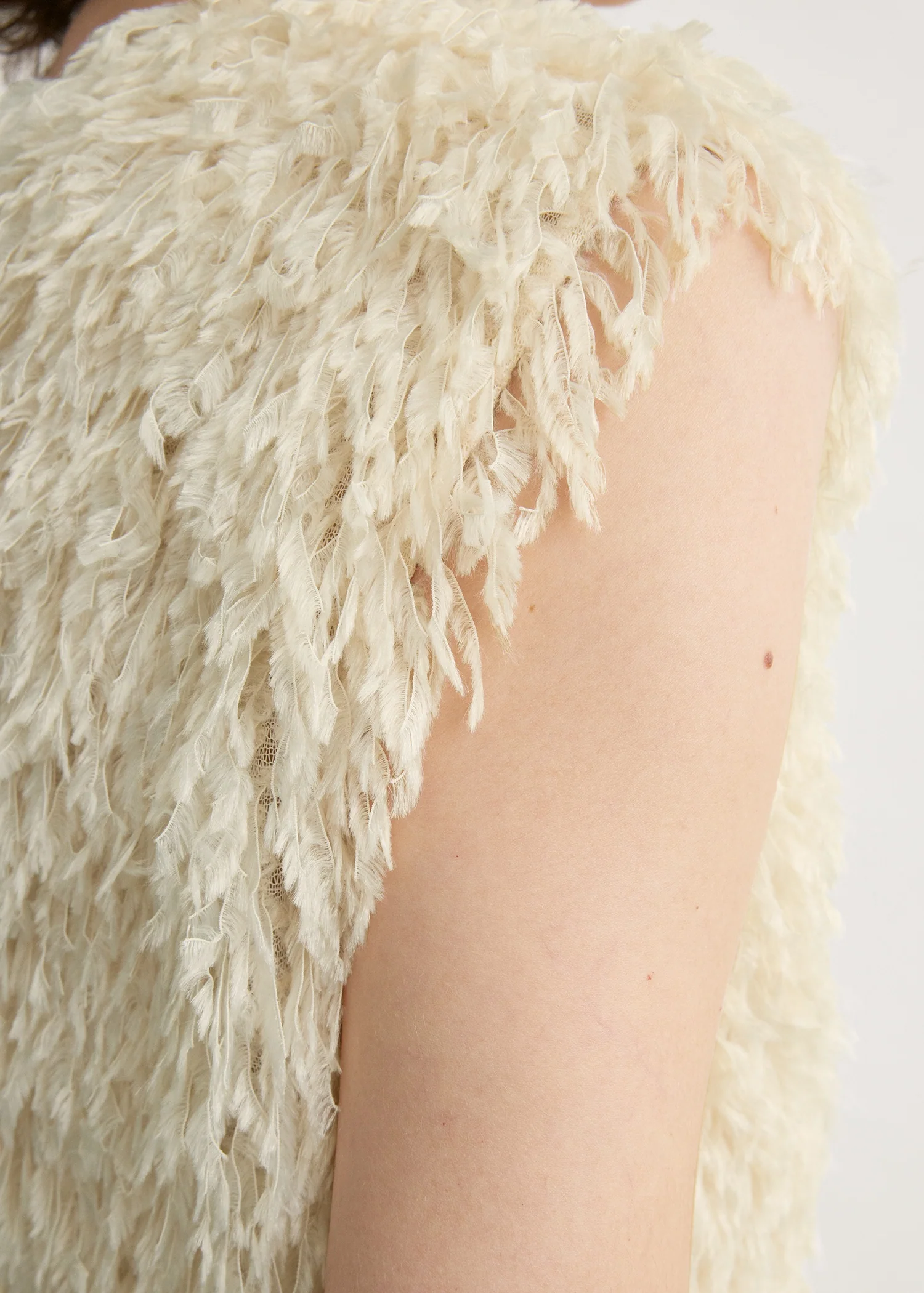 Feathered-jersey top eggshell - Image 5
