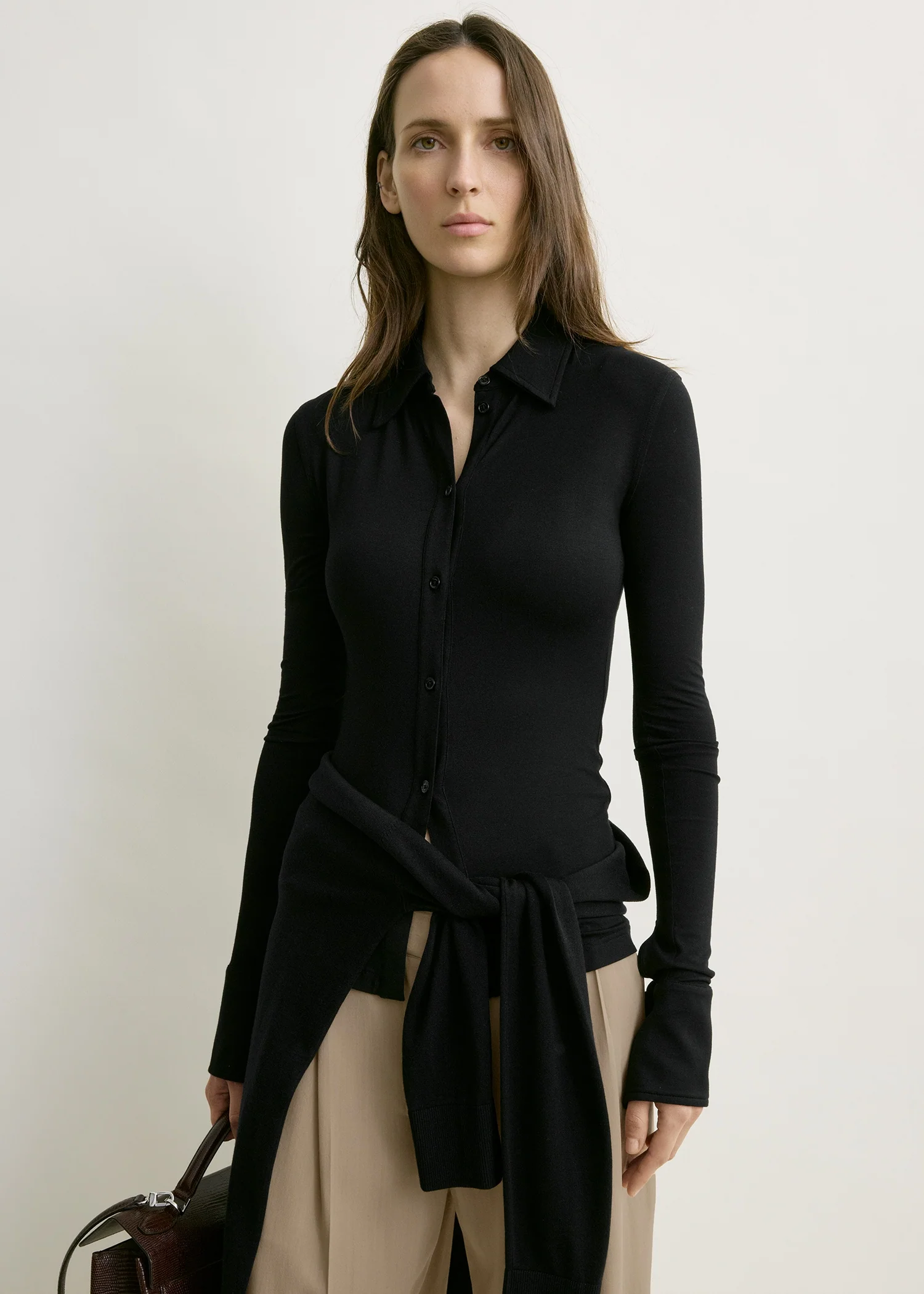 Fitted jersey shirt black - Image 4