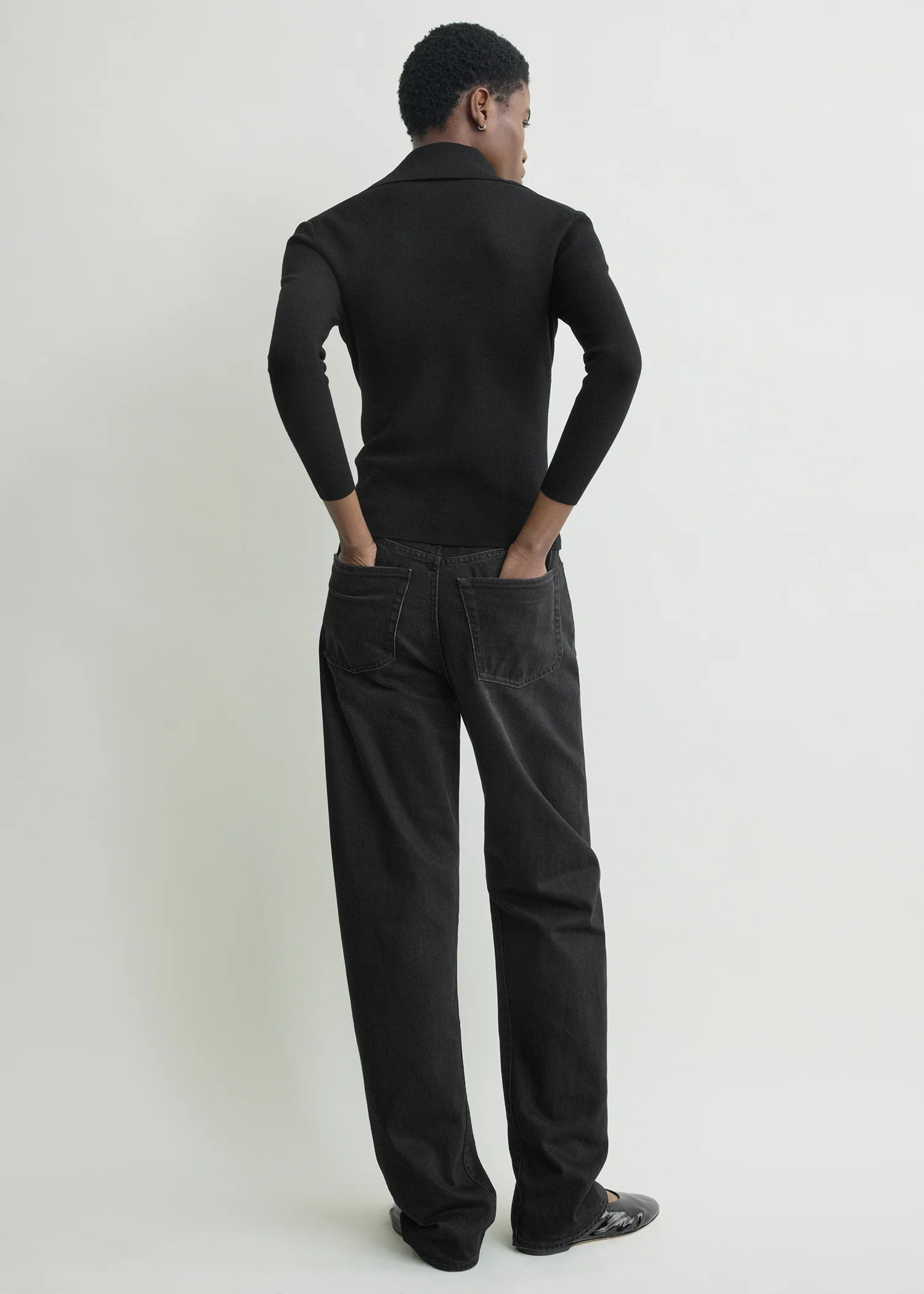 Fitted polo cardigan black - Image 4