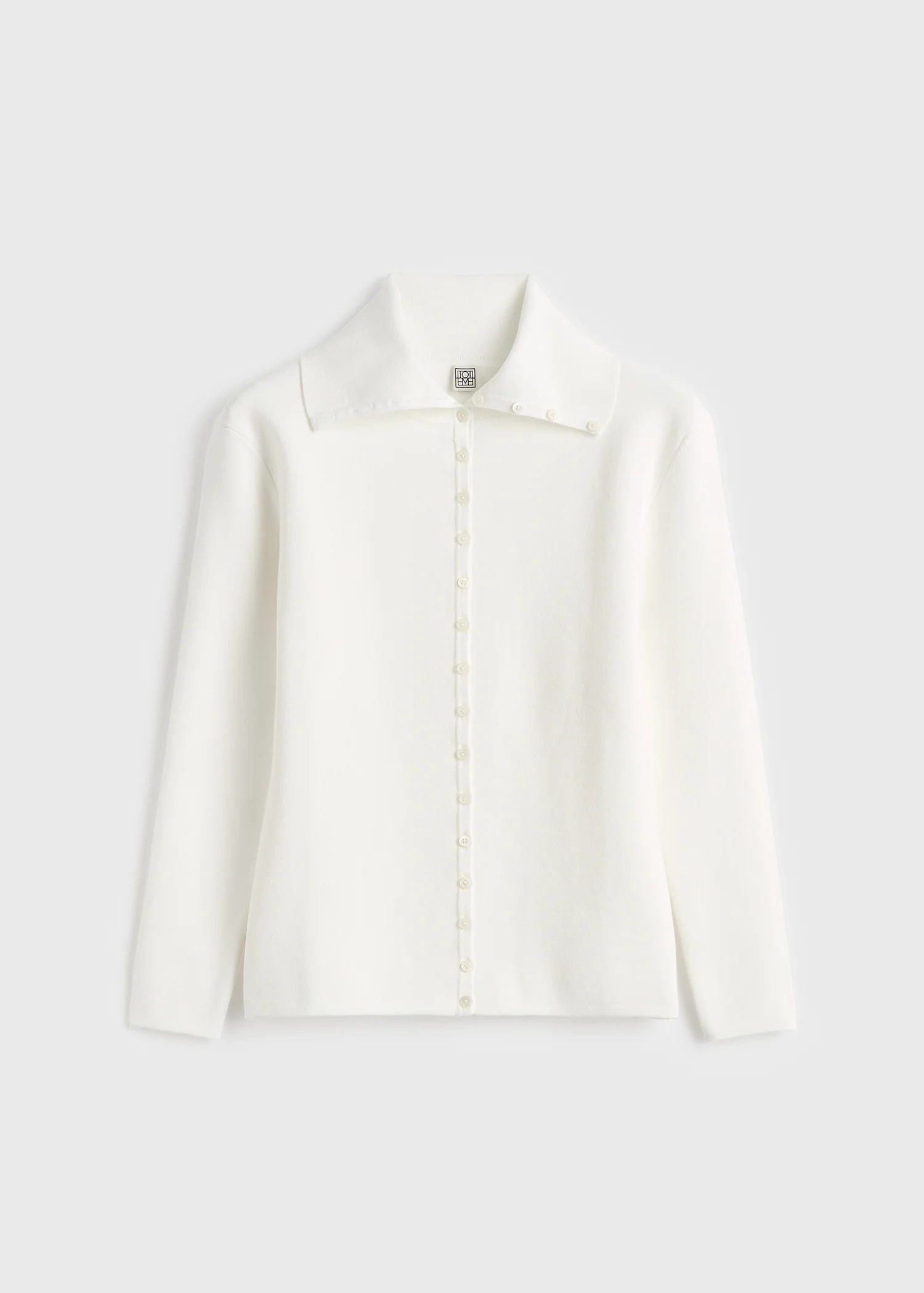 Fitted polo cardigan off-white - Image 6