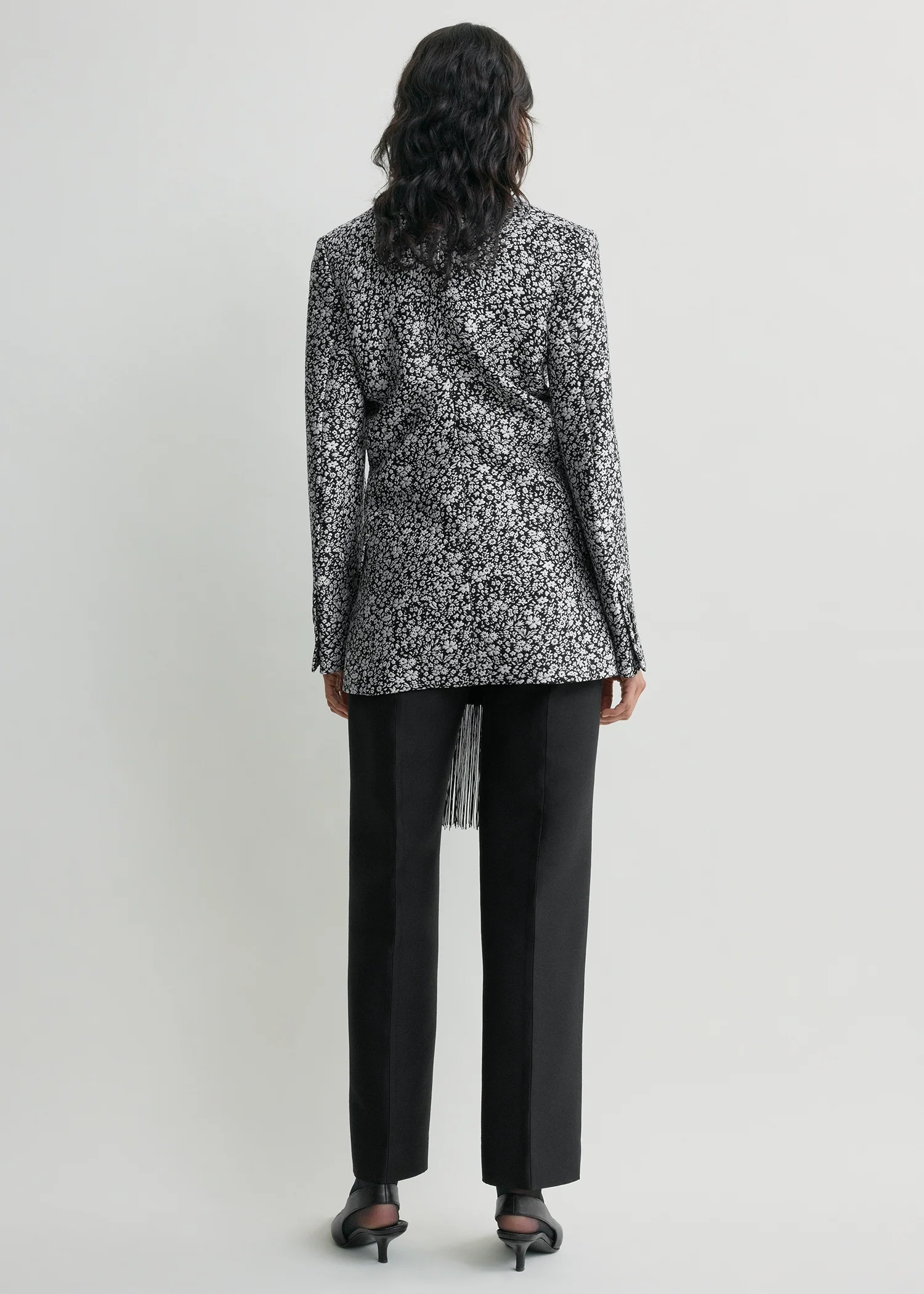 Floral slouch blazer white/black - Image 3