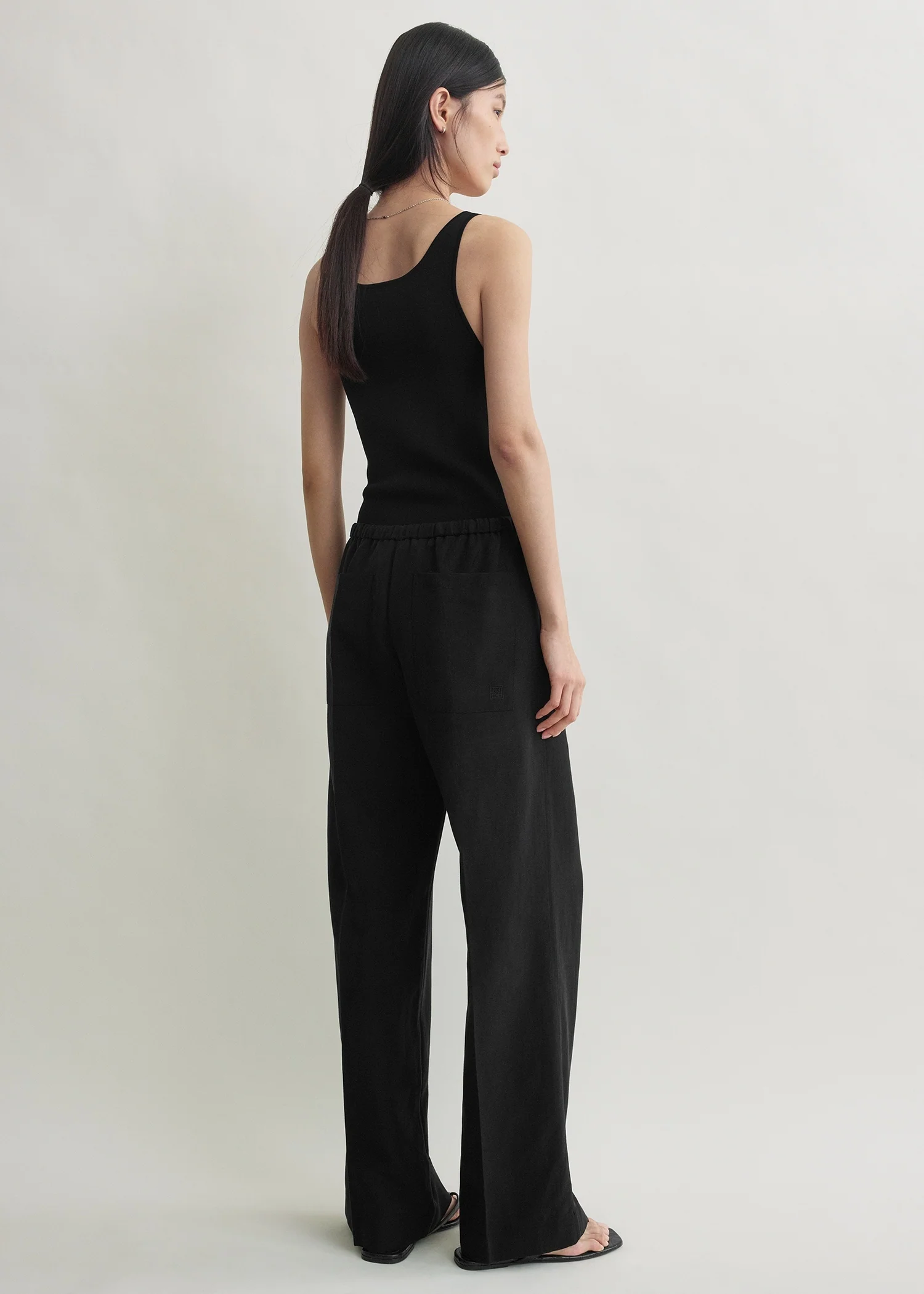Fluid drawstring trousers black - Image 3