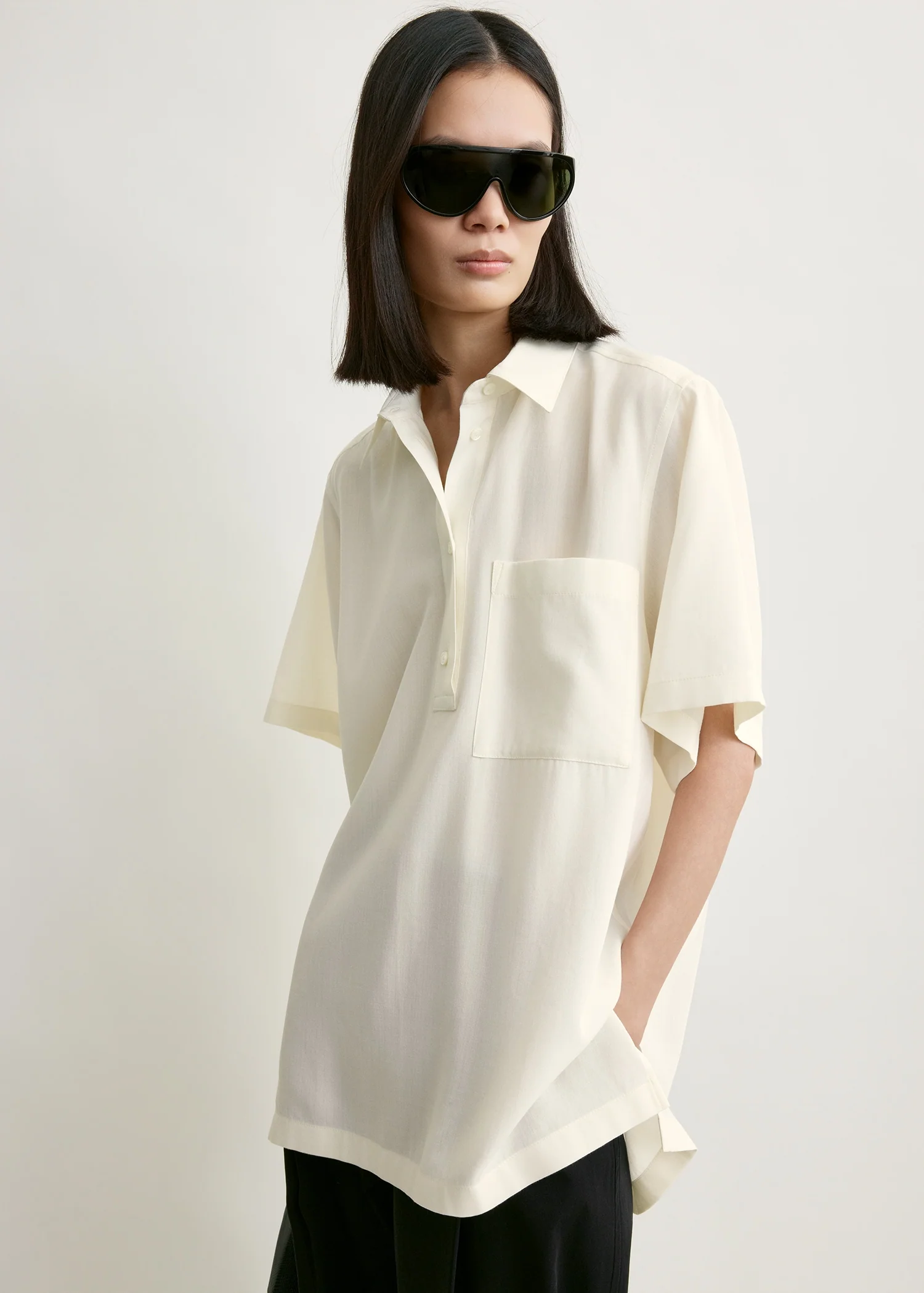 Fluid polo shirt ecru - Image 4