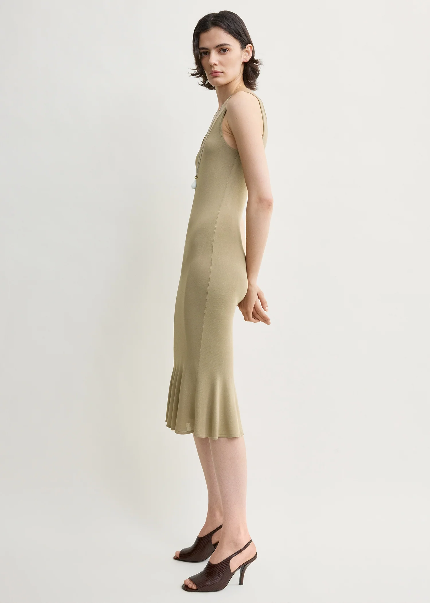 Fluted hem dress desert - Image 2