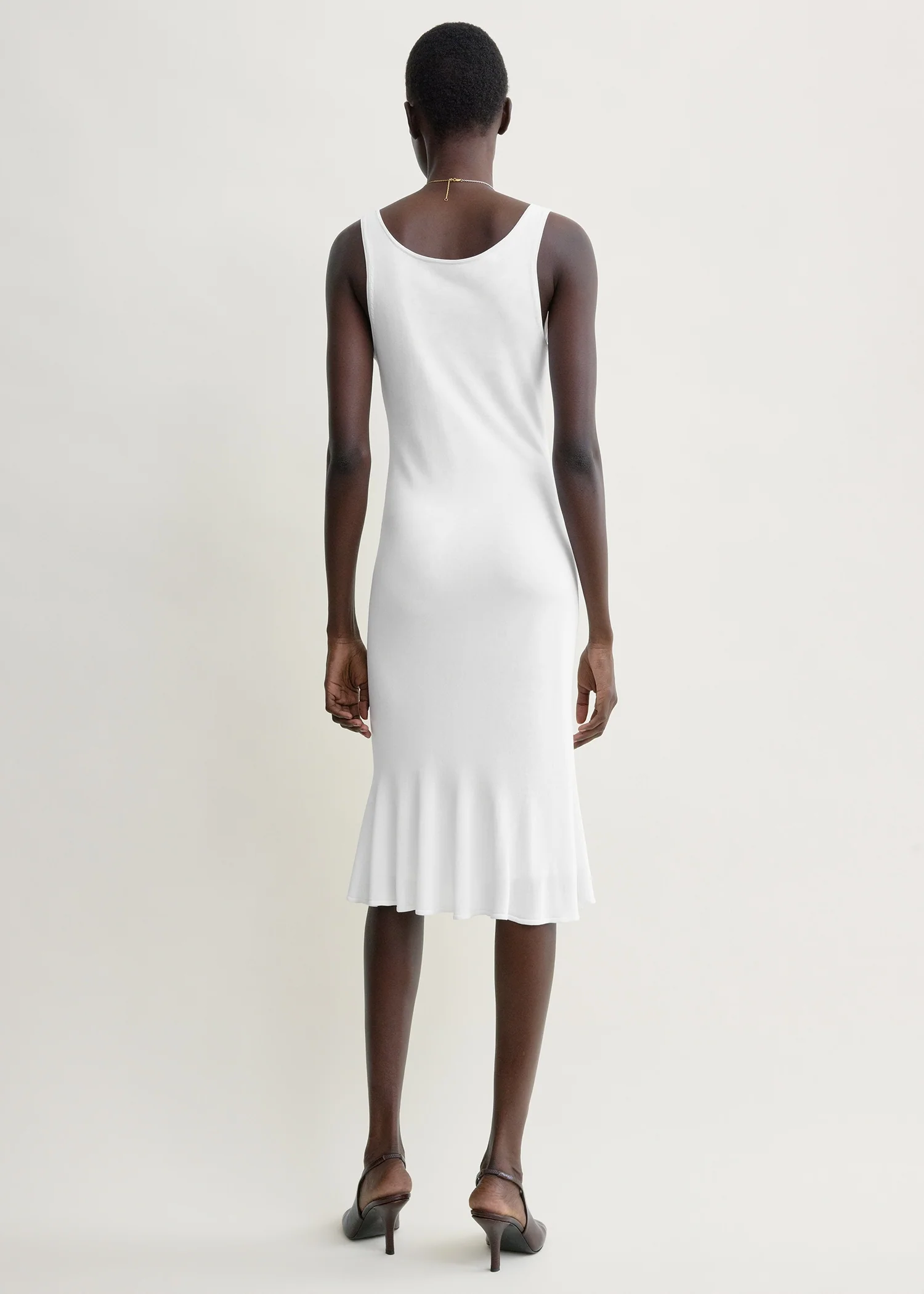 Fluted hem dress optic white petite - Image 3
