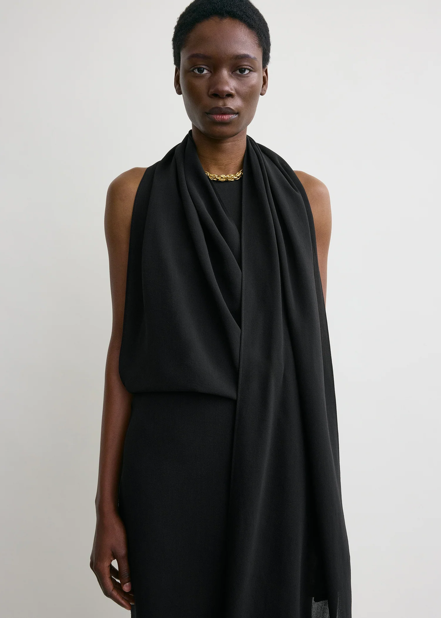 Fringed scarf dress black - Image 4