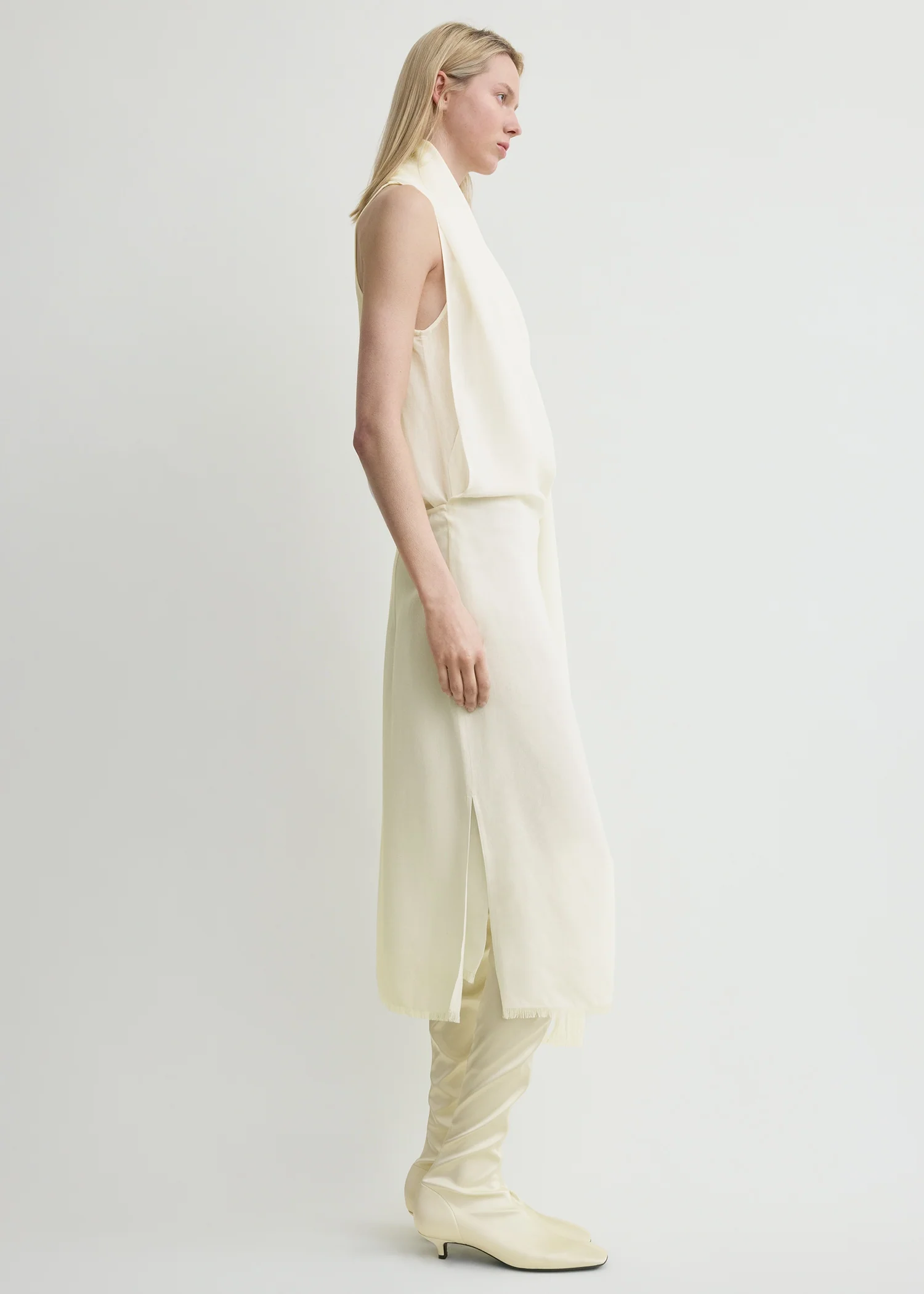 Fringed scarf dress milk - Image 2