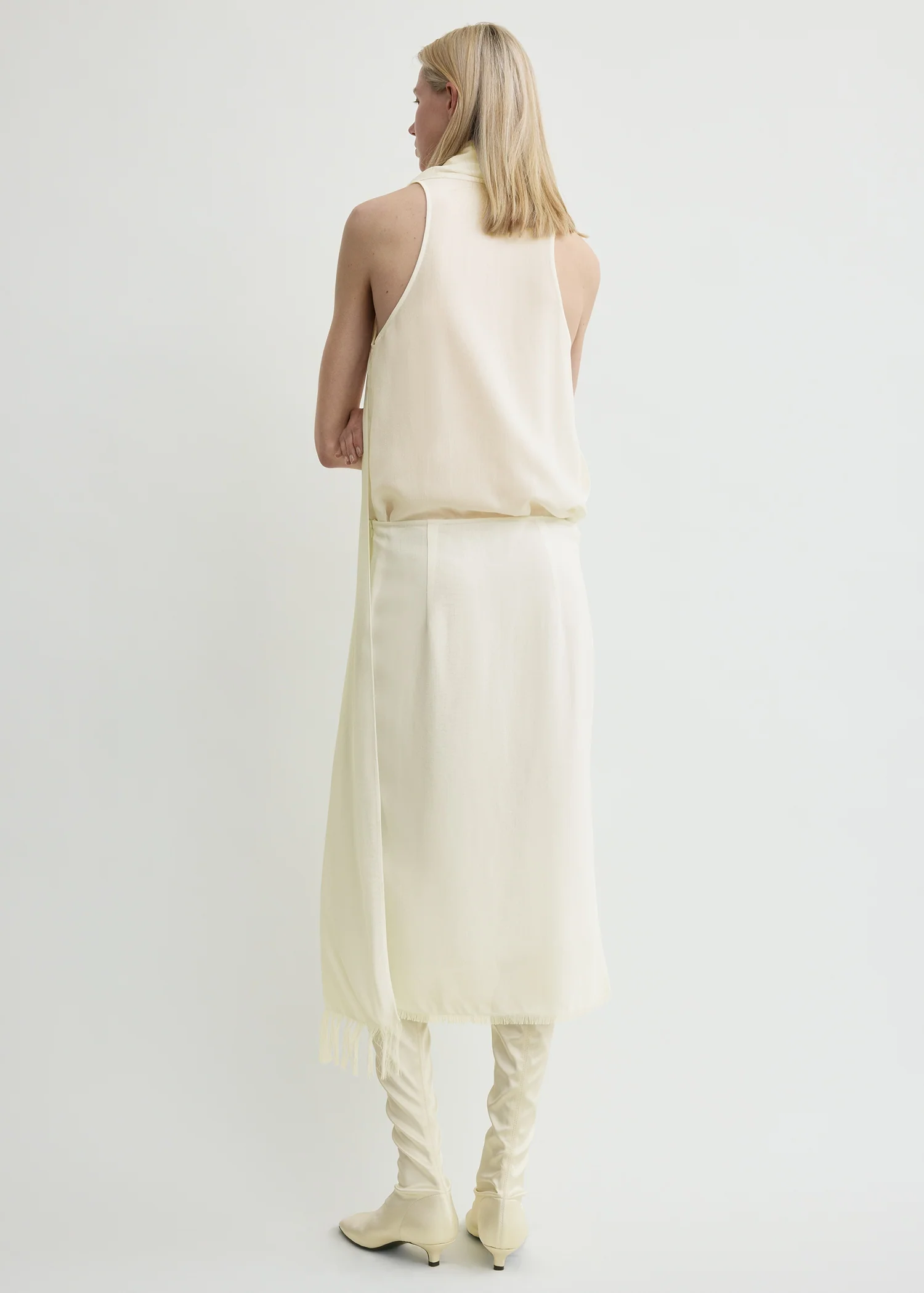 Fringed scarf dress milk - Image 3