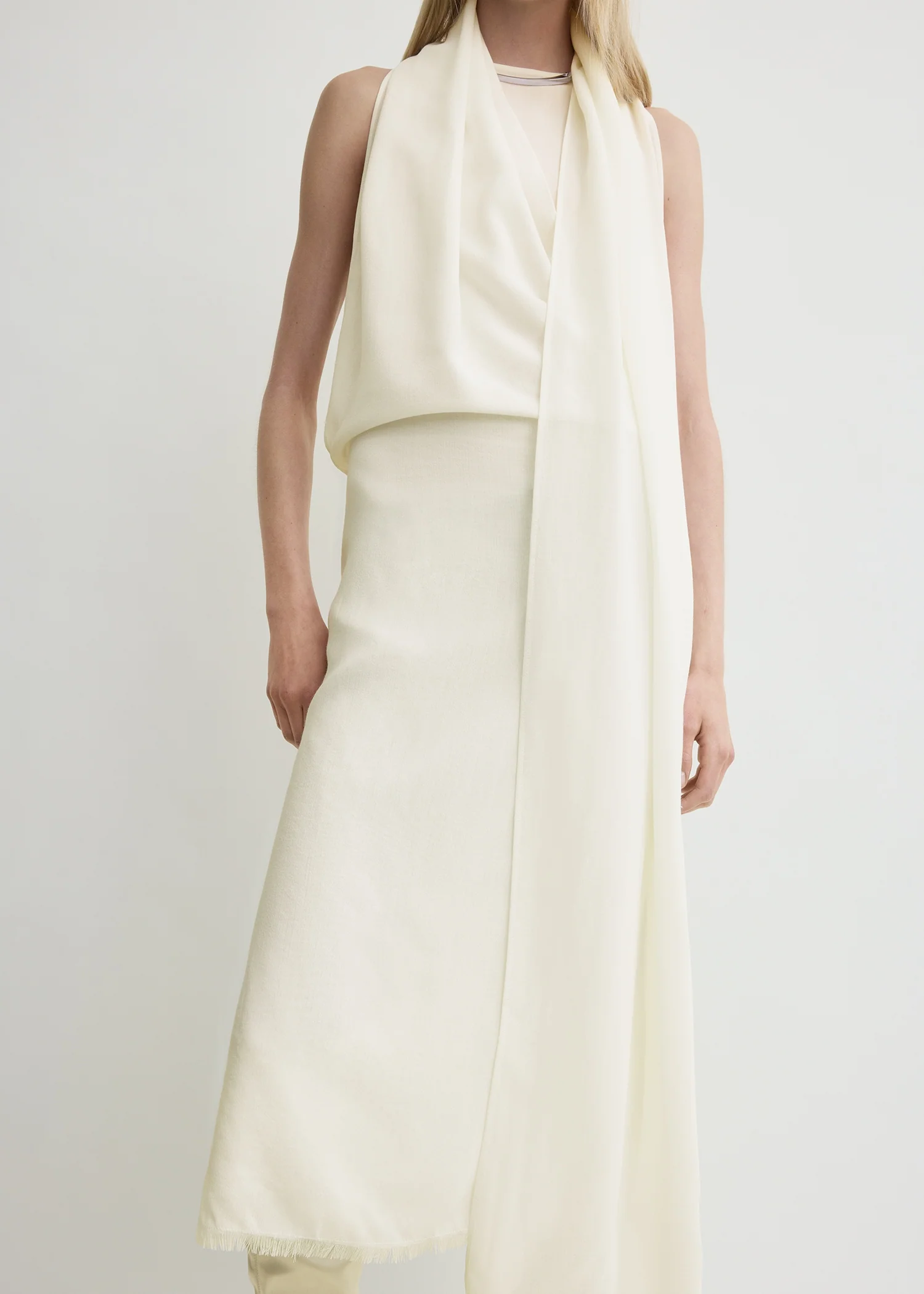 Fringed scarf dress milk - Image 4