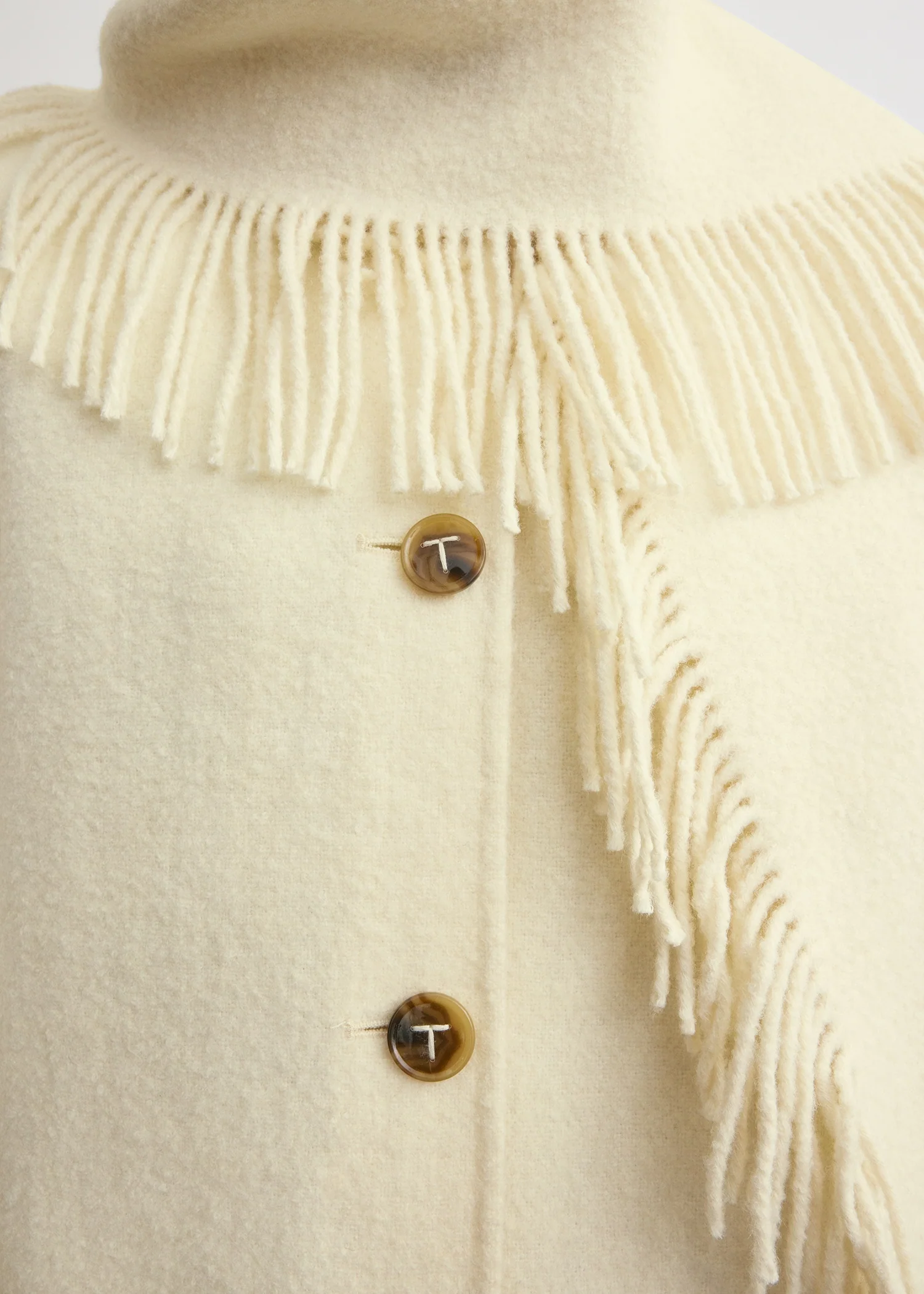 Fringed scarf jacket winter white - Image 5