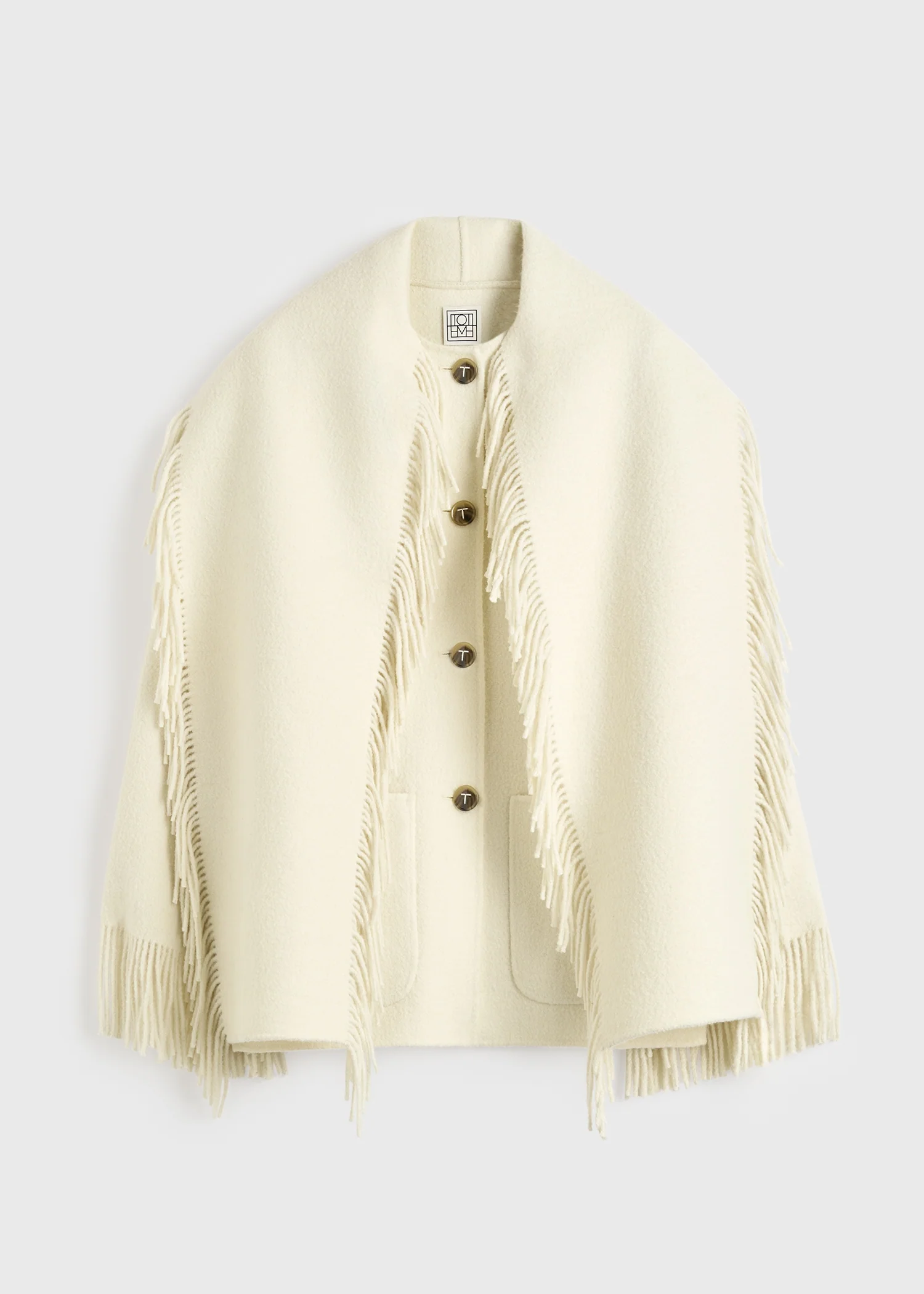 Fringed scarf jacket winter white - Image 6