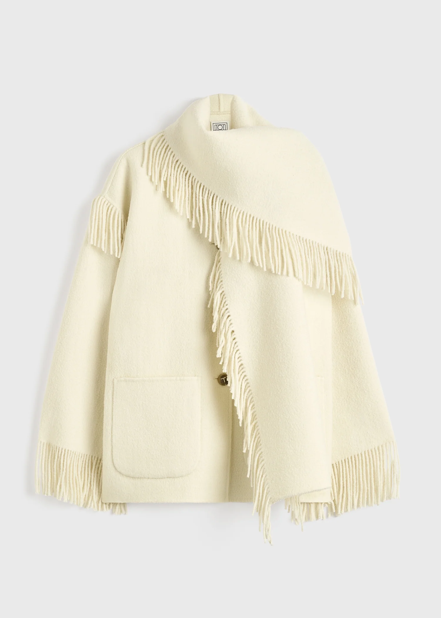 Fringed scarf jacket winter white - Image 7