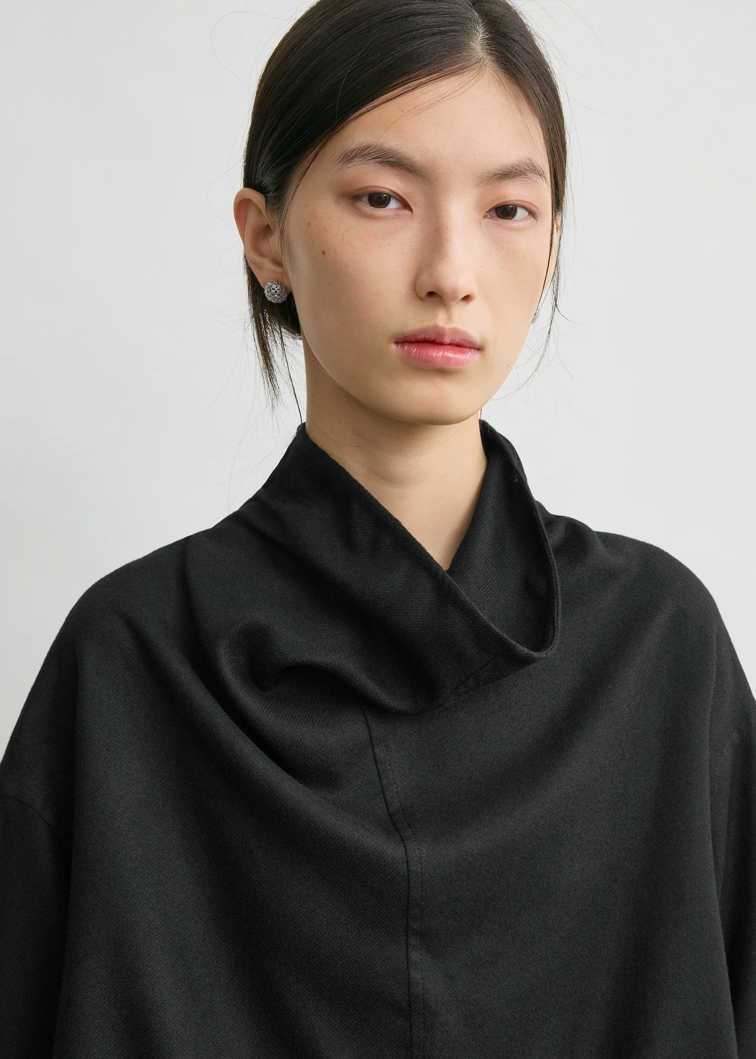 Funnel-neck flannel top black petite - Image 4