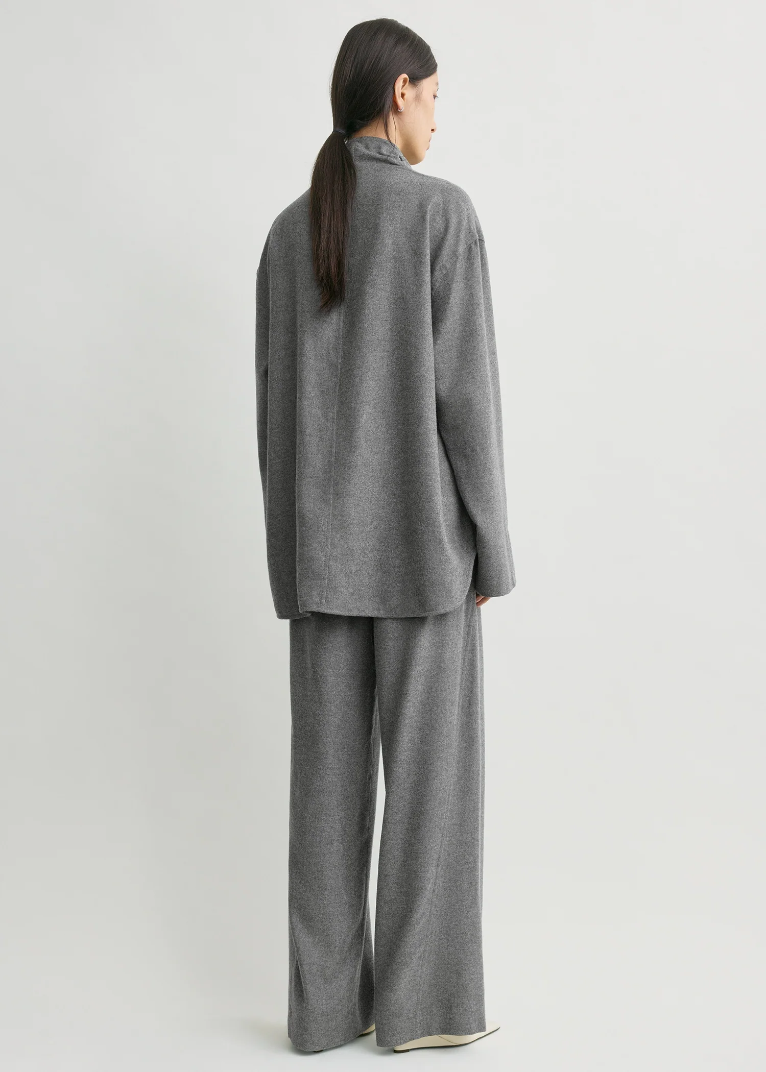 Funnel-neck flannel top grey petite - Image 3