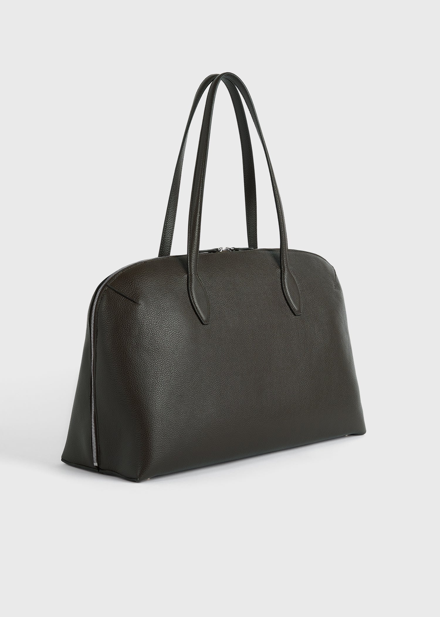 Grained-leather day tote dark chocolate - Image 4