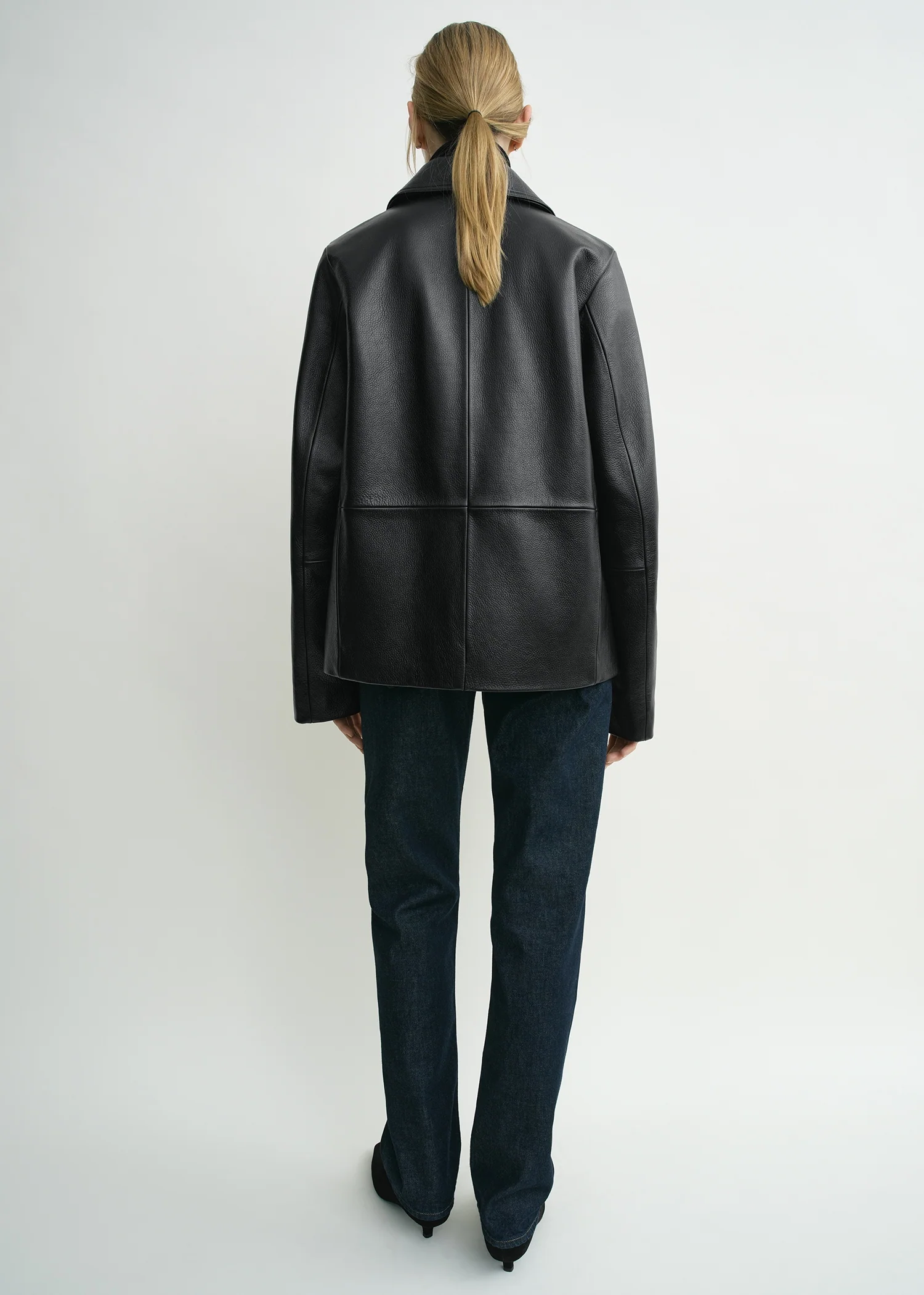 Grained leather jacket black petite - Image 3