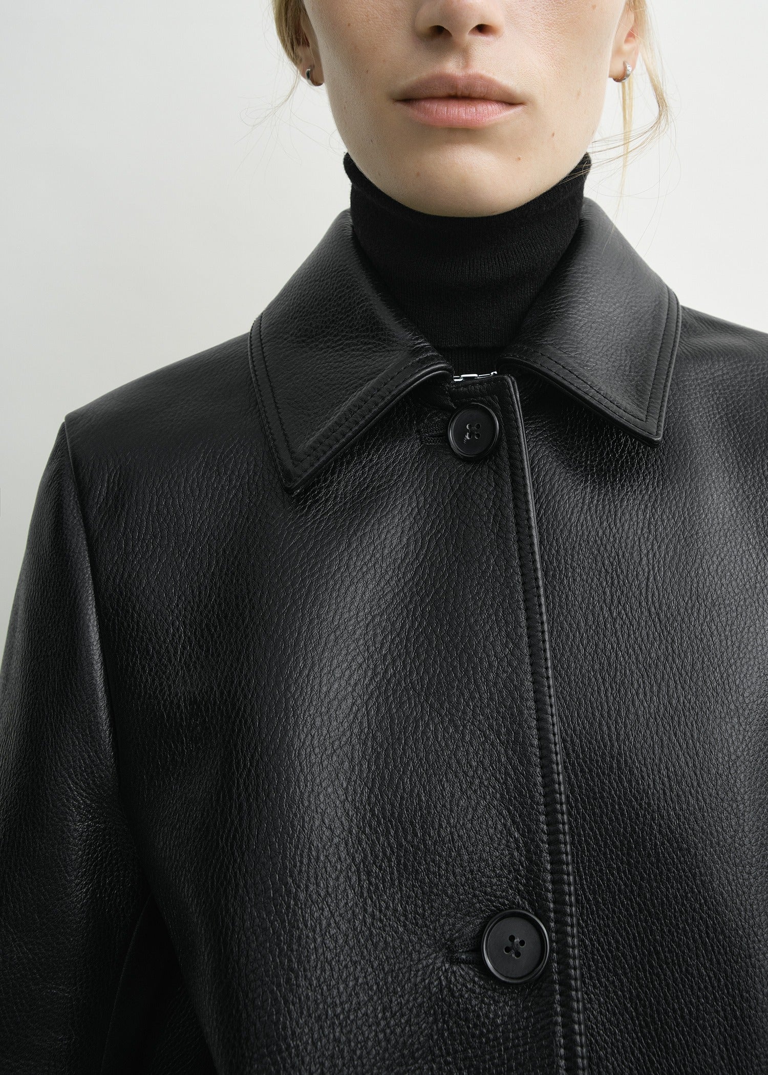 Grained leather jacket black - Image 5