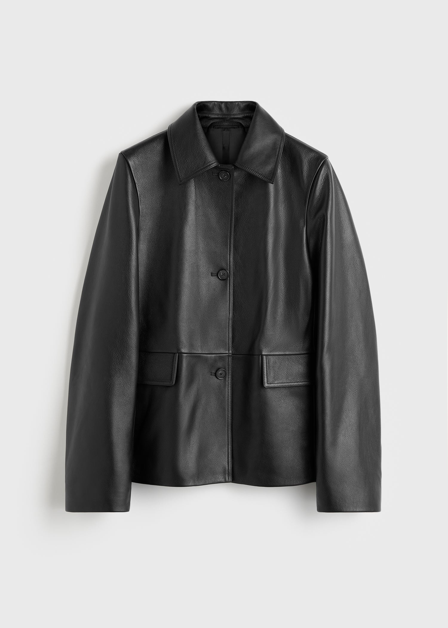 Grained leather jacket black - Image 6