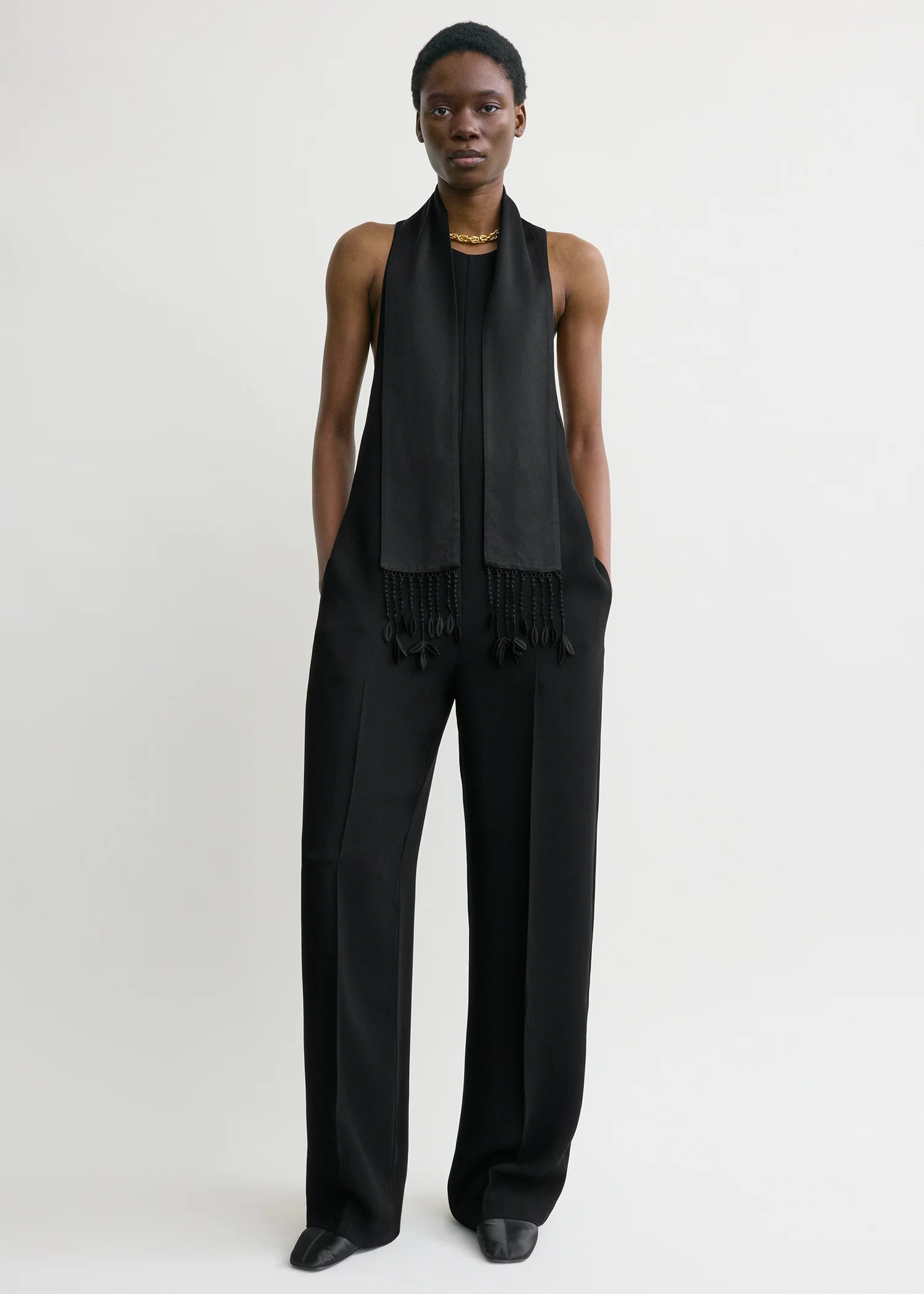 Guipure lace tuxedo scarf black - Image 2