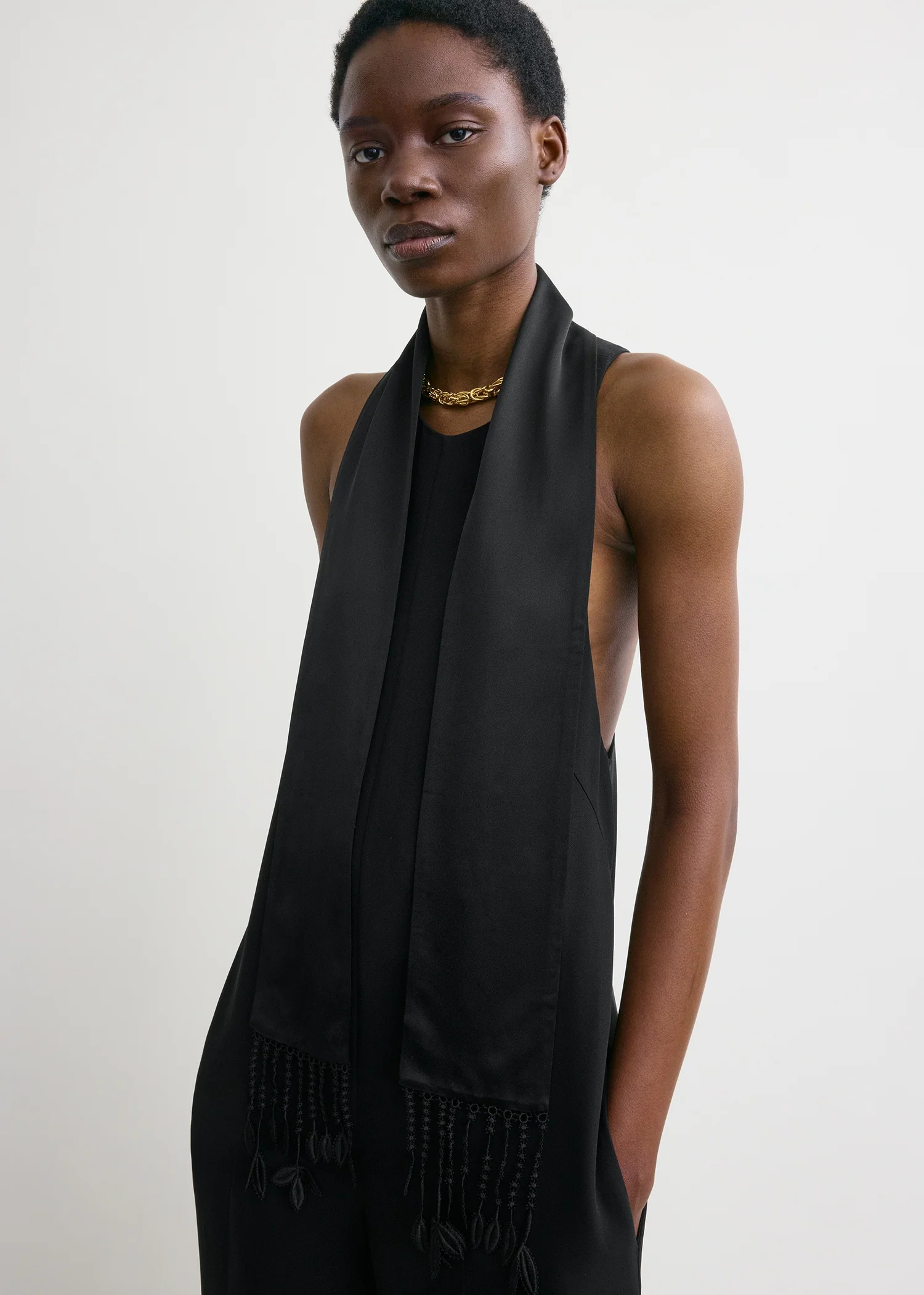 Guipure lace tuxedo scarf black - Image 3