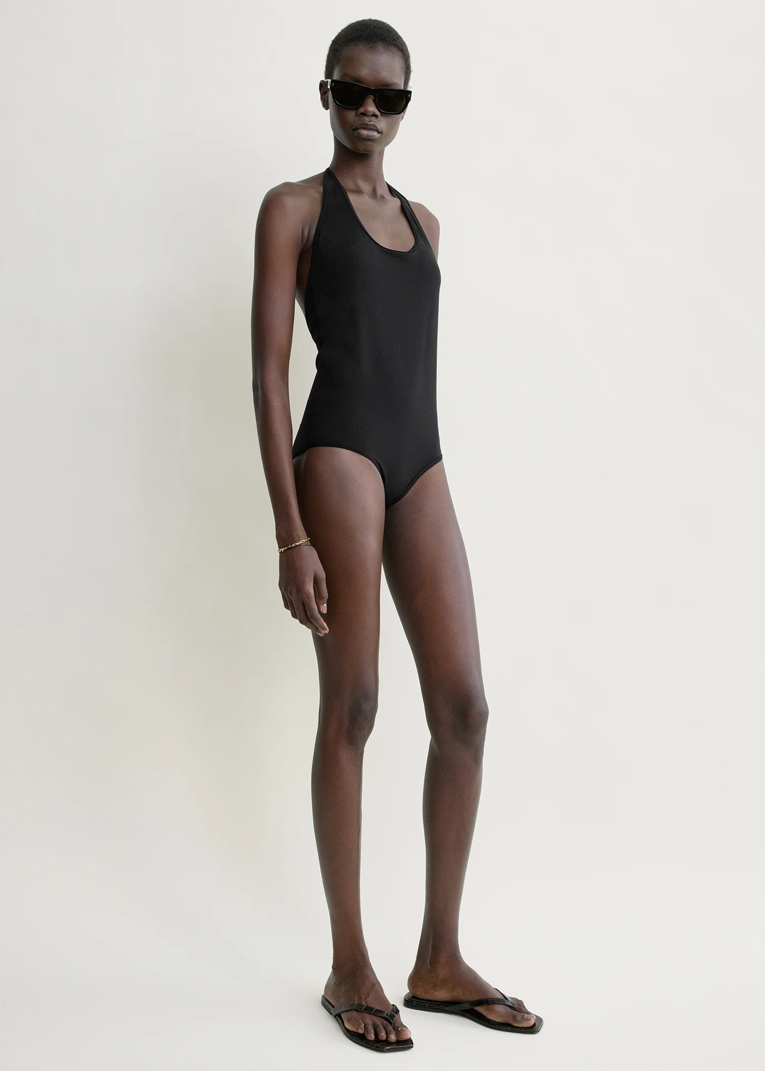 Halter tie swimsuit black - Image 2