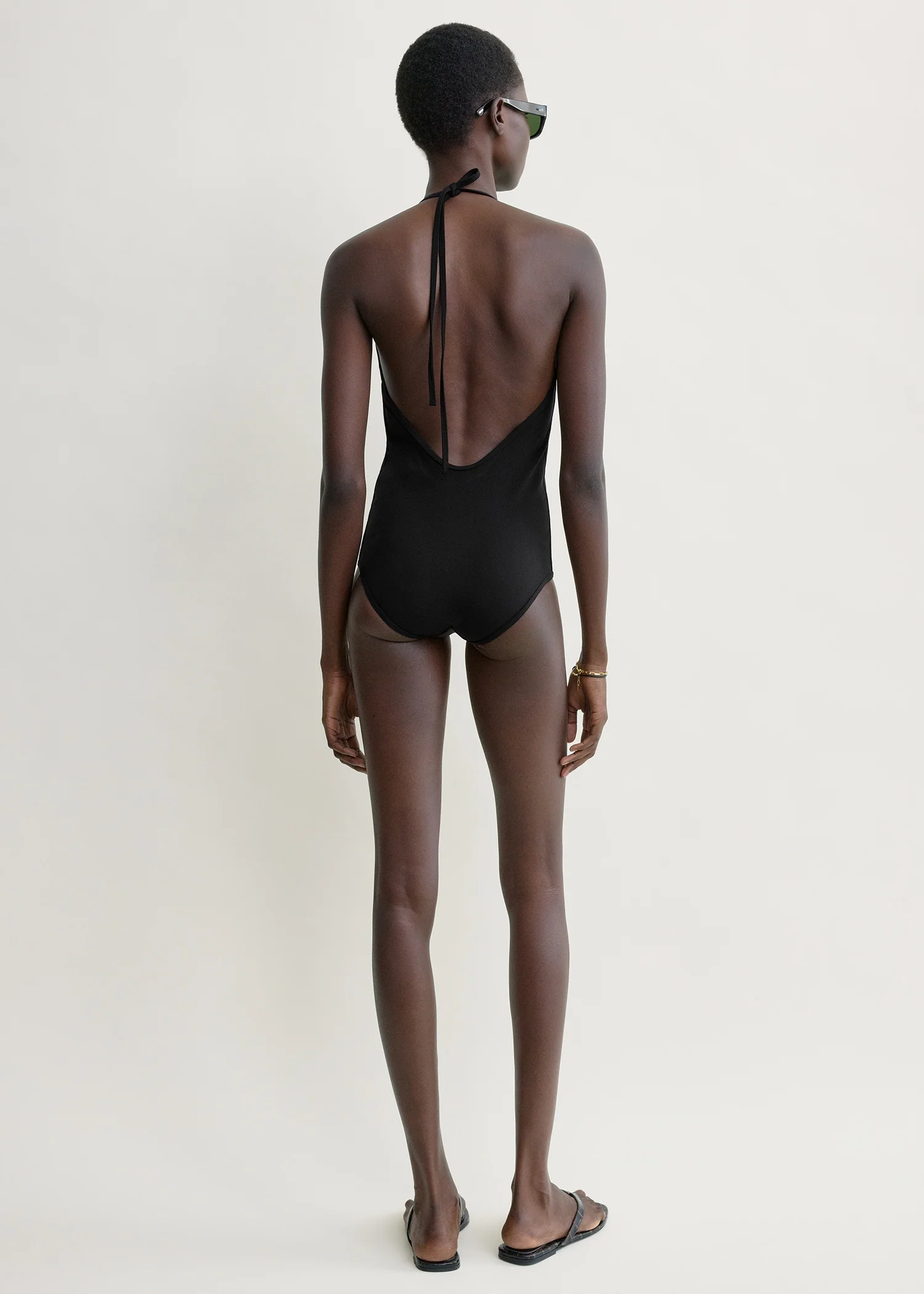 Halter tie swimsuit black - Image 3