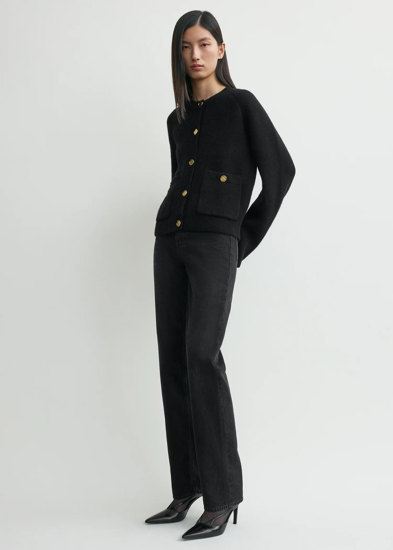 Hammered button cardigan black - Image 2