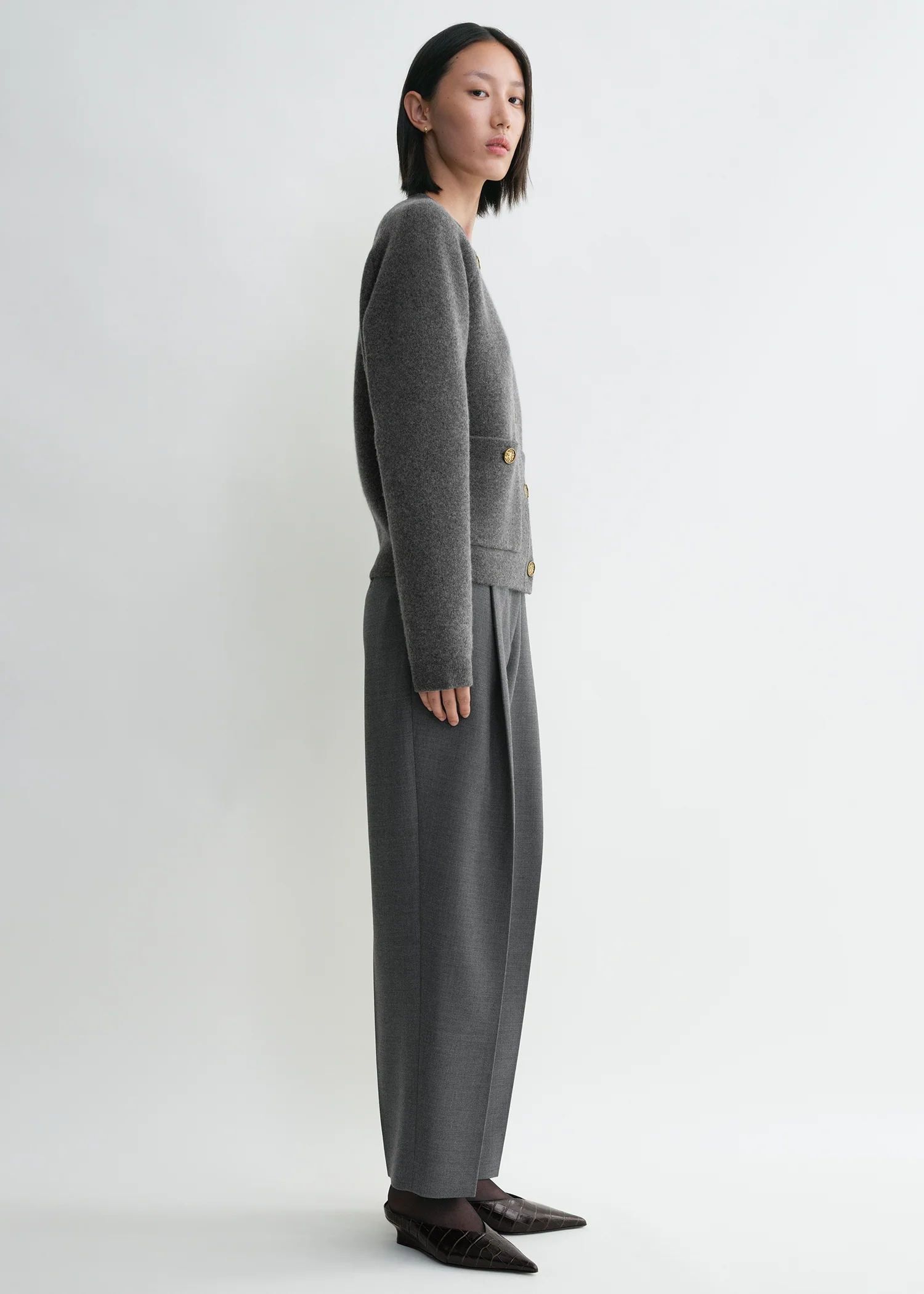 Hammered button cardigan grey melange - Image 3