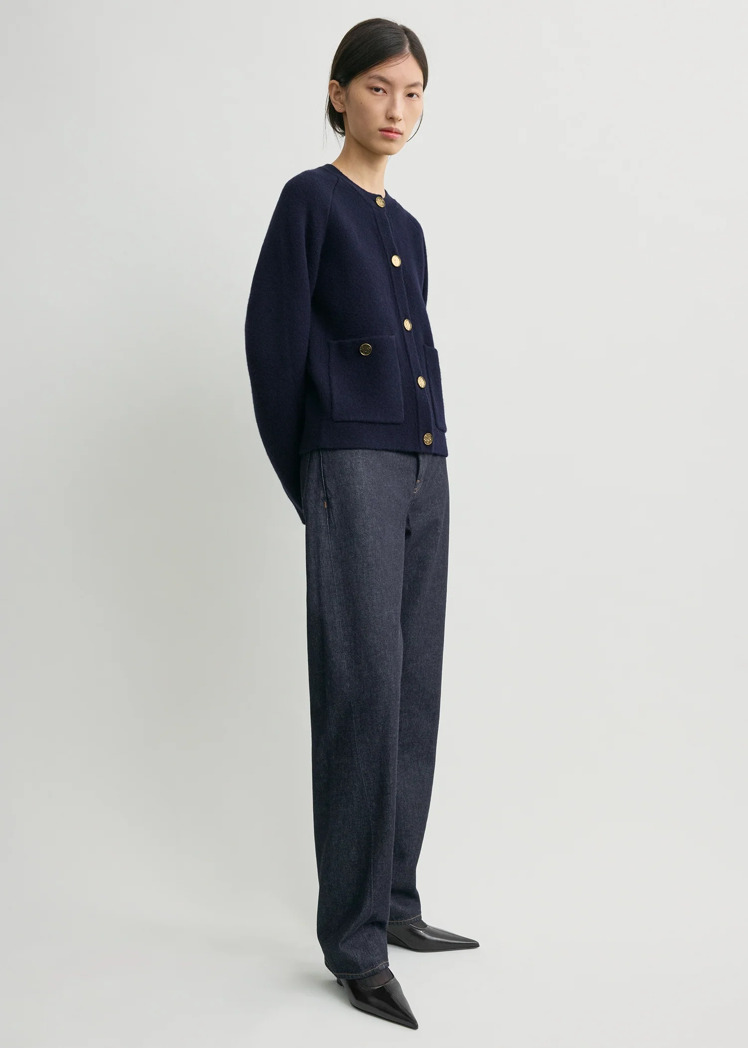 Hammered button cardigan navy - Image 2