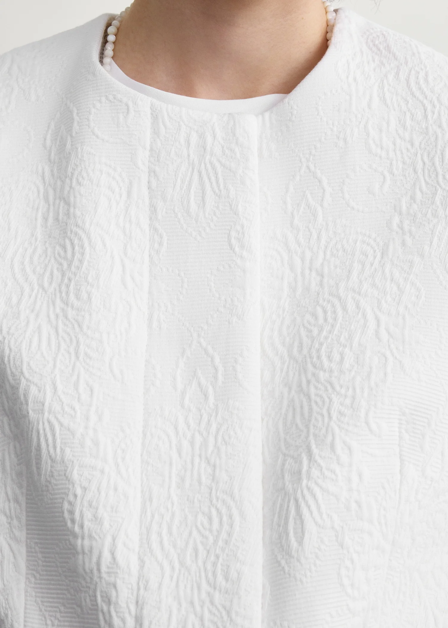 Jacquard cotton jacket optic white - Image 6