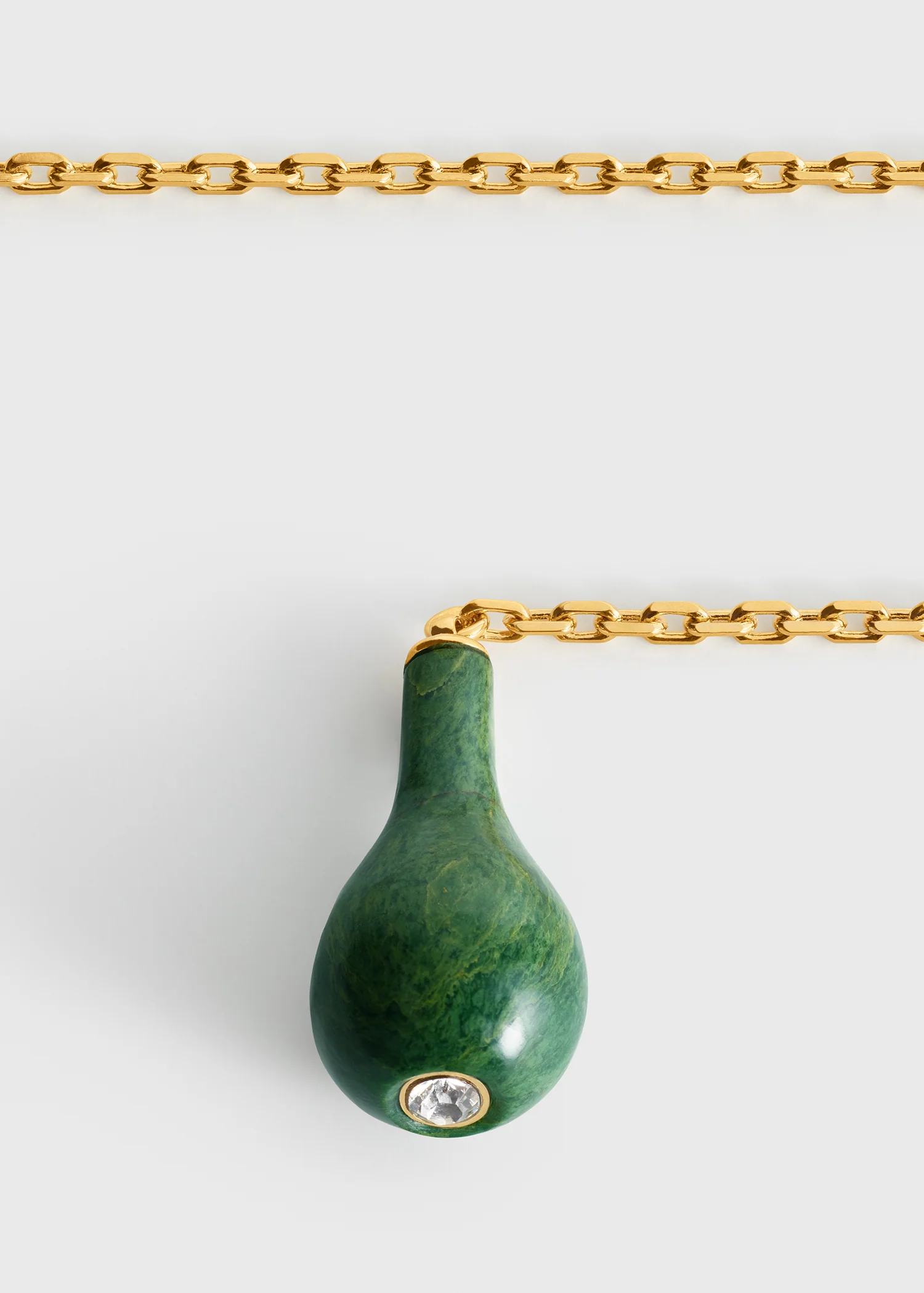 Jade drop necklace dark green/gold - Image 4