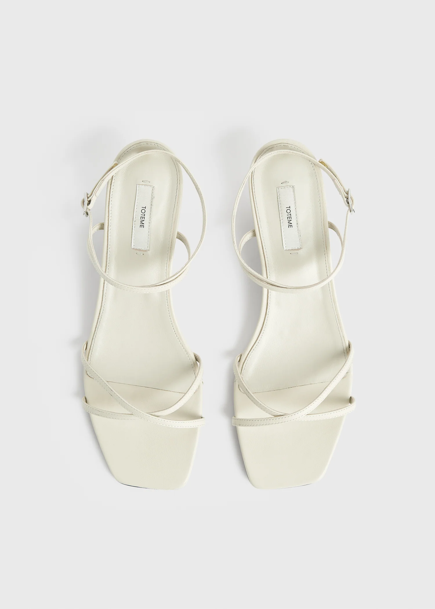 Leather crossover sandals off-white - Image 4