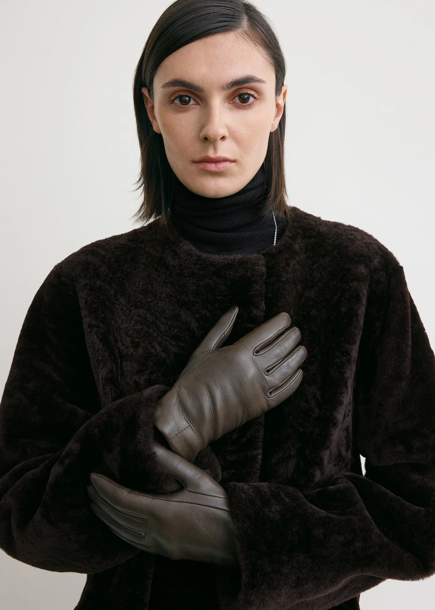 Leather gloves brown - Image 2