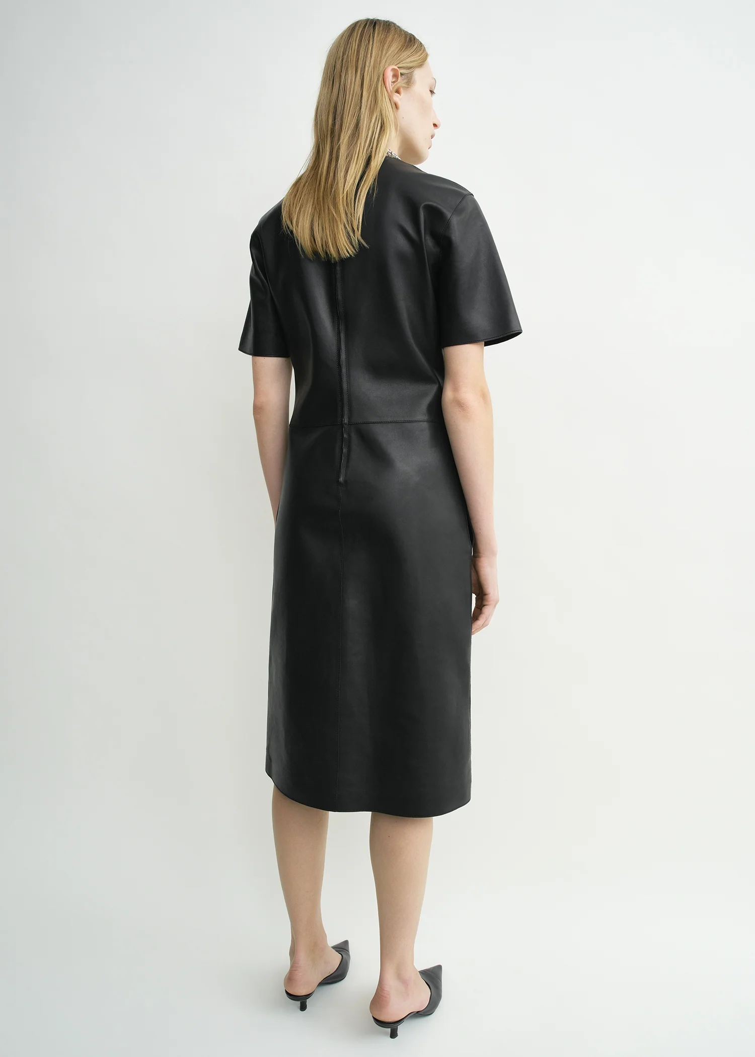 Leather tee dress black - Image 3