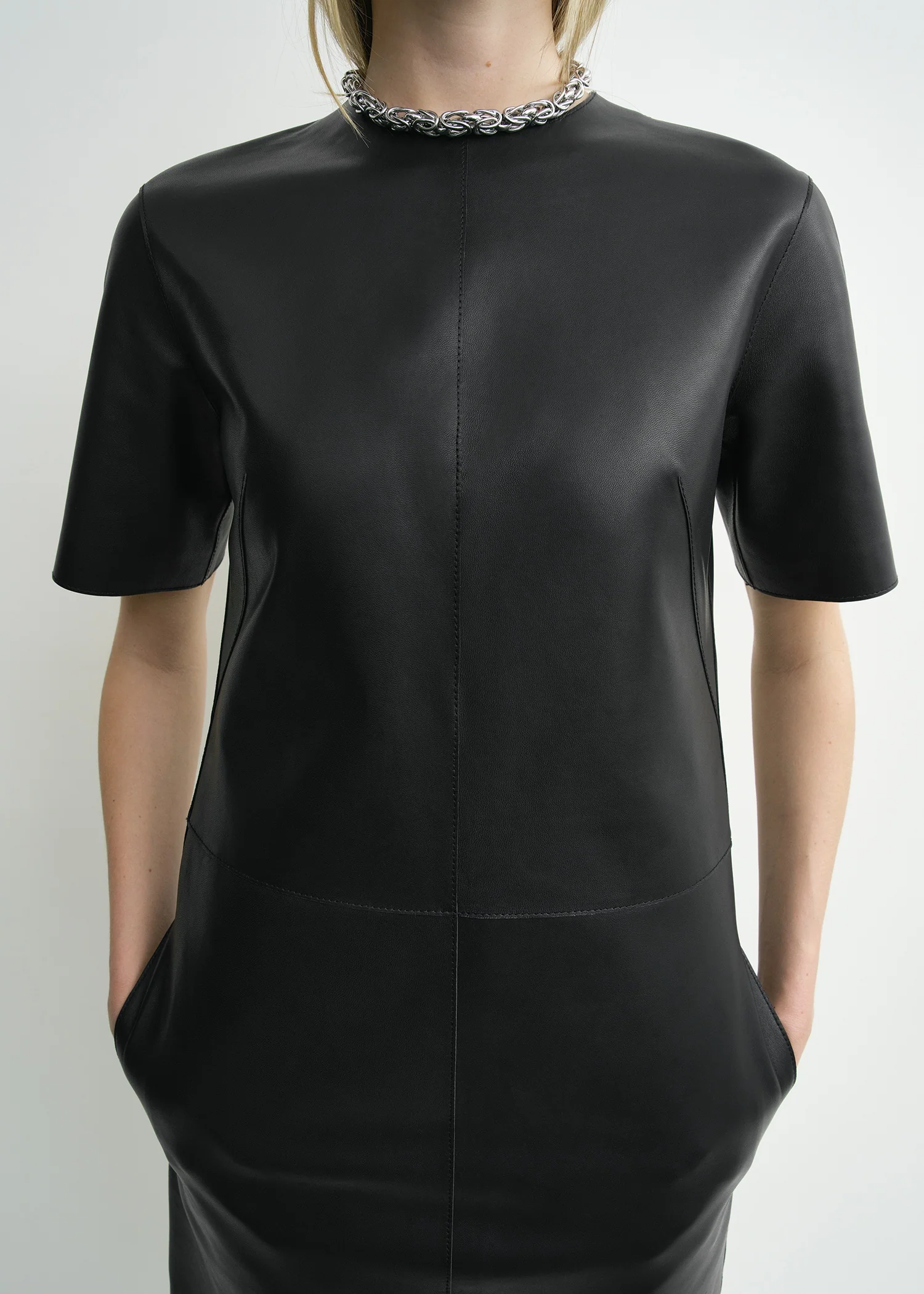 Leather tee dress black - Image 4