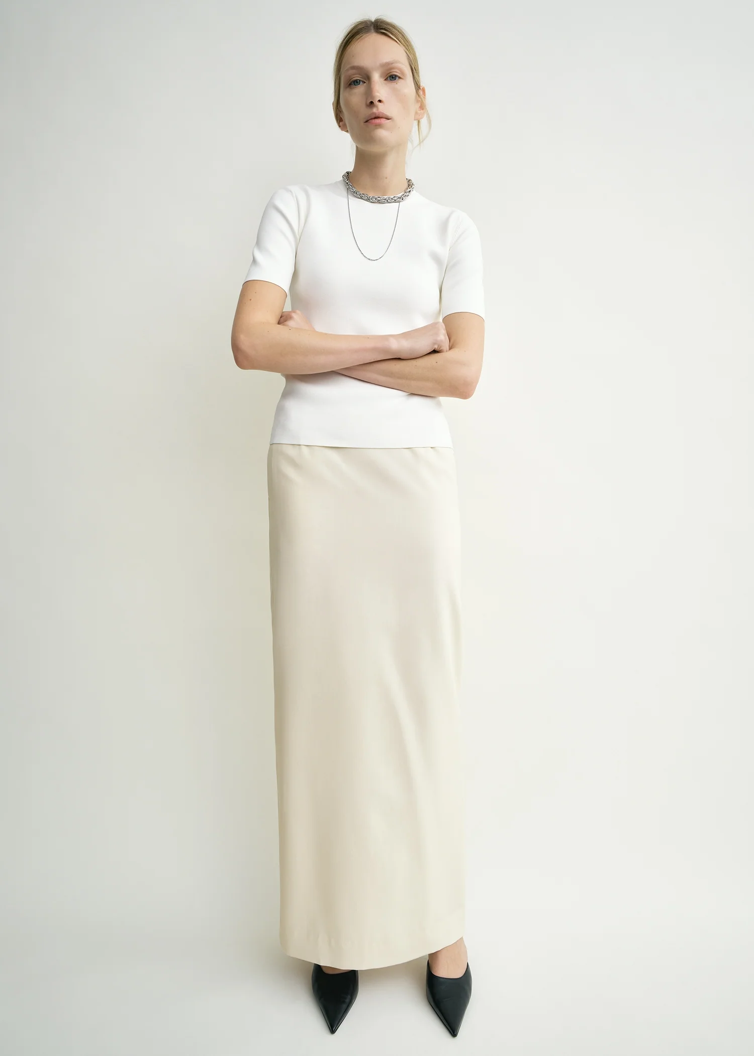 Light wool skirt ecru