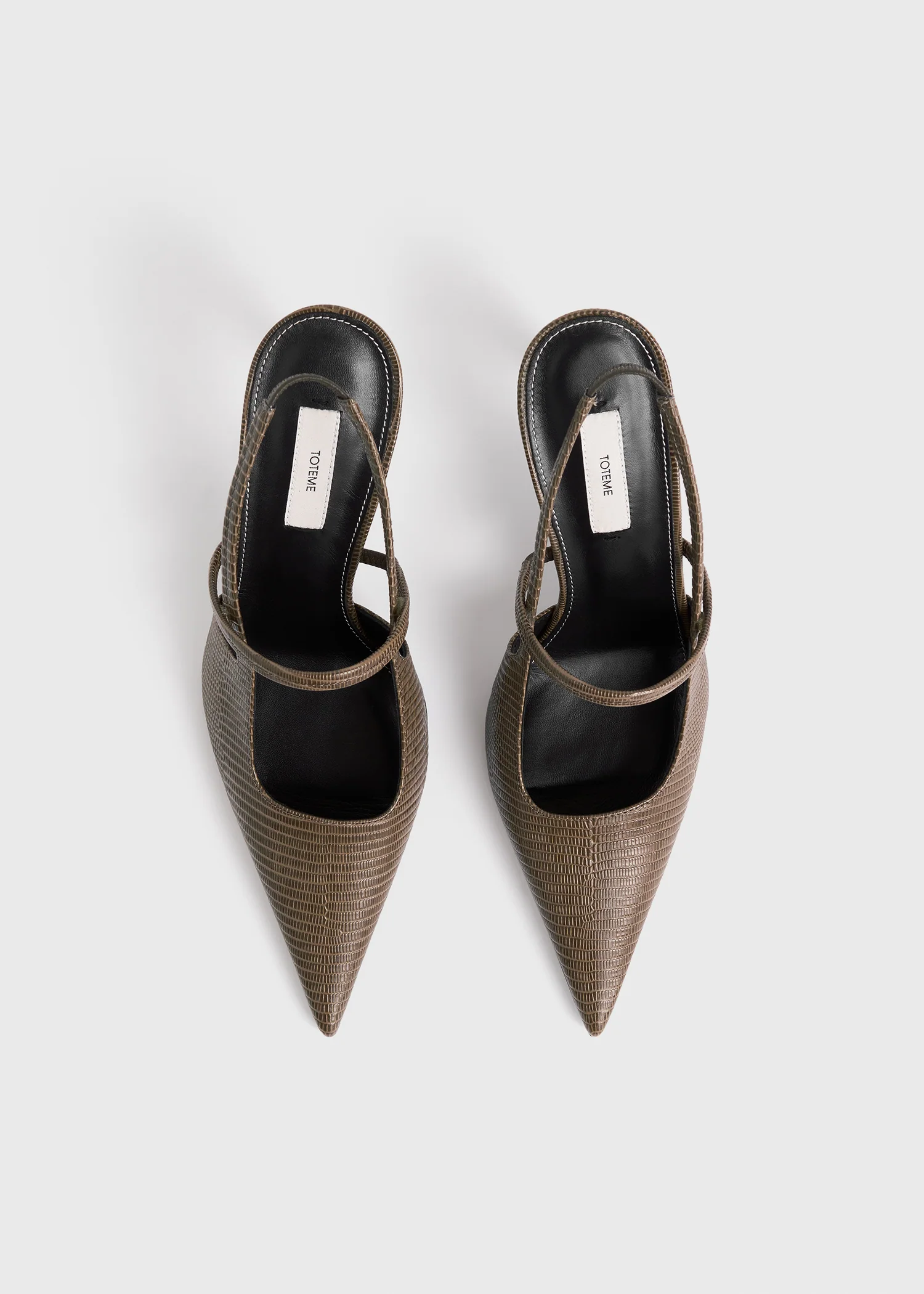Lizard-embossed stiletto slingbacks dark olive - Image 4