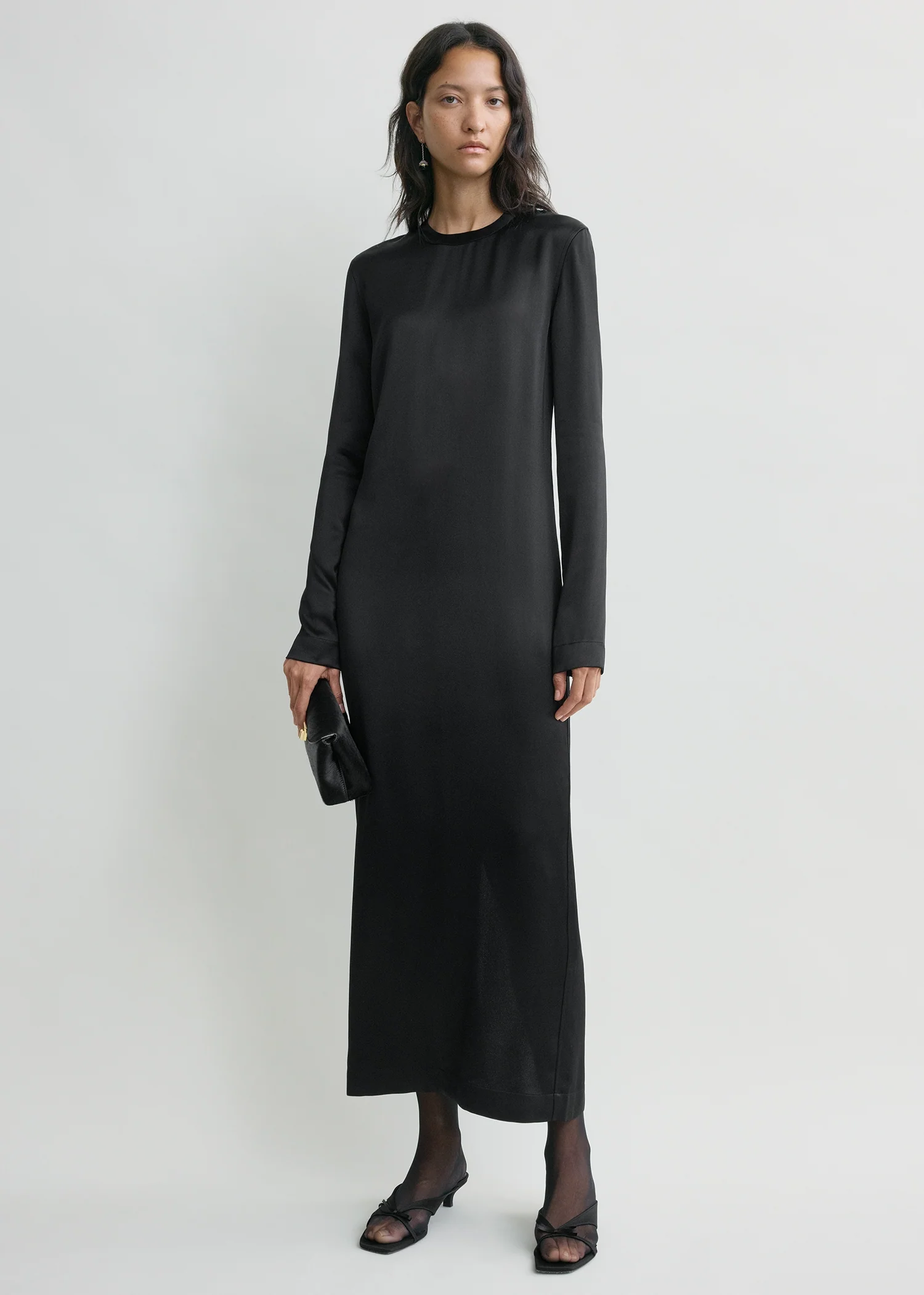 Long satin dress black