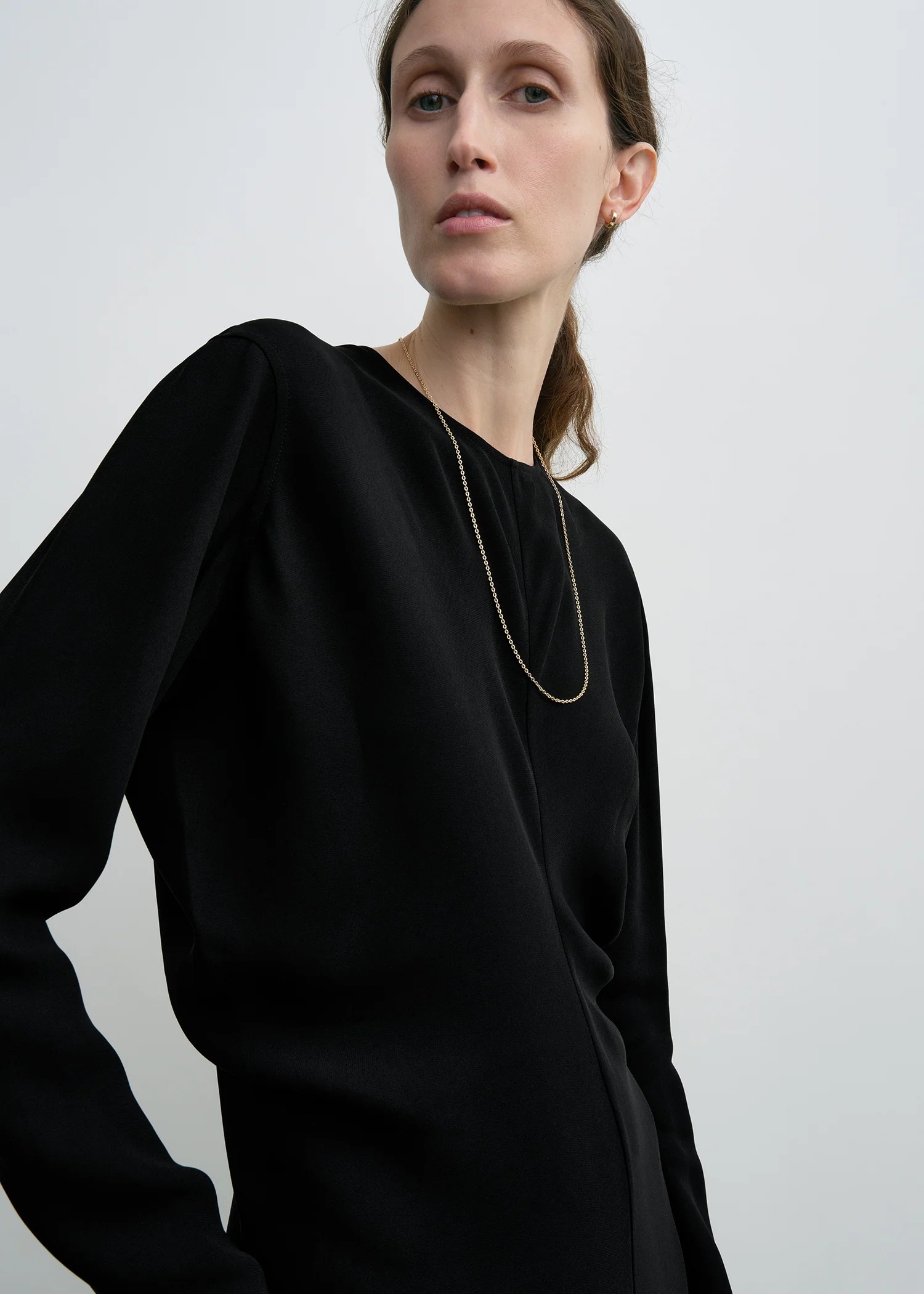 Long-sleeve slouch waist dress black petite - Image 4