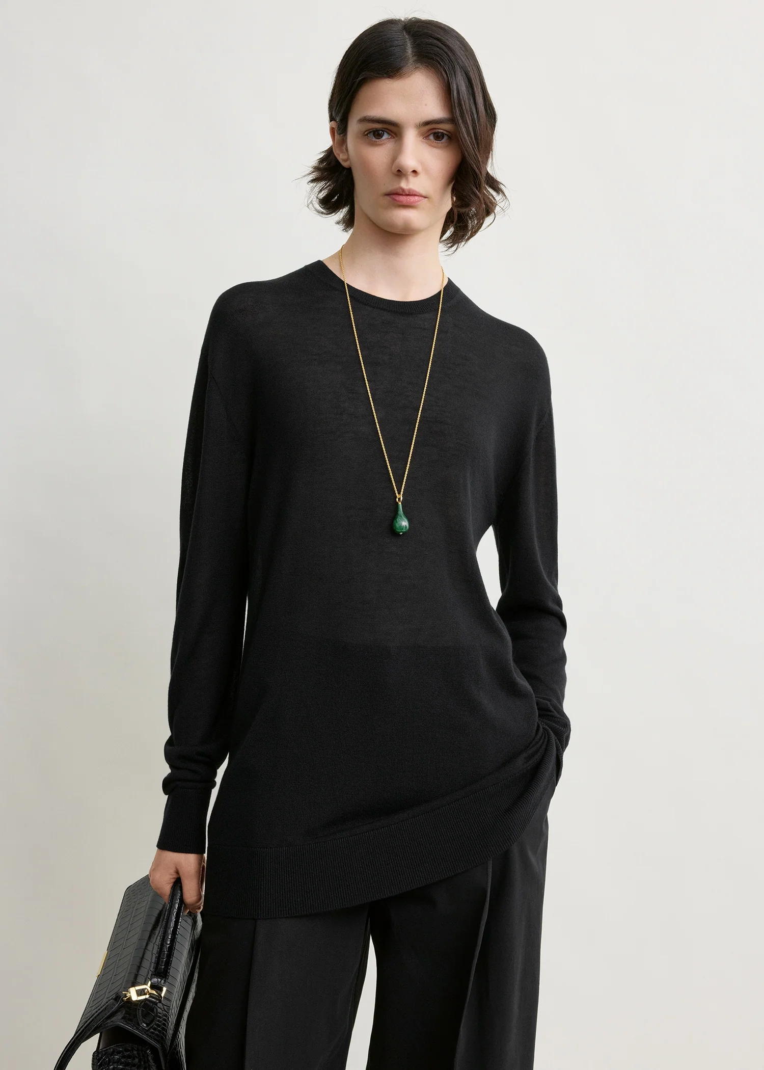 Long-sleeve tee knit black - Image 4