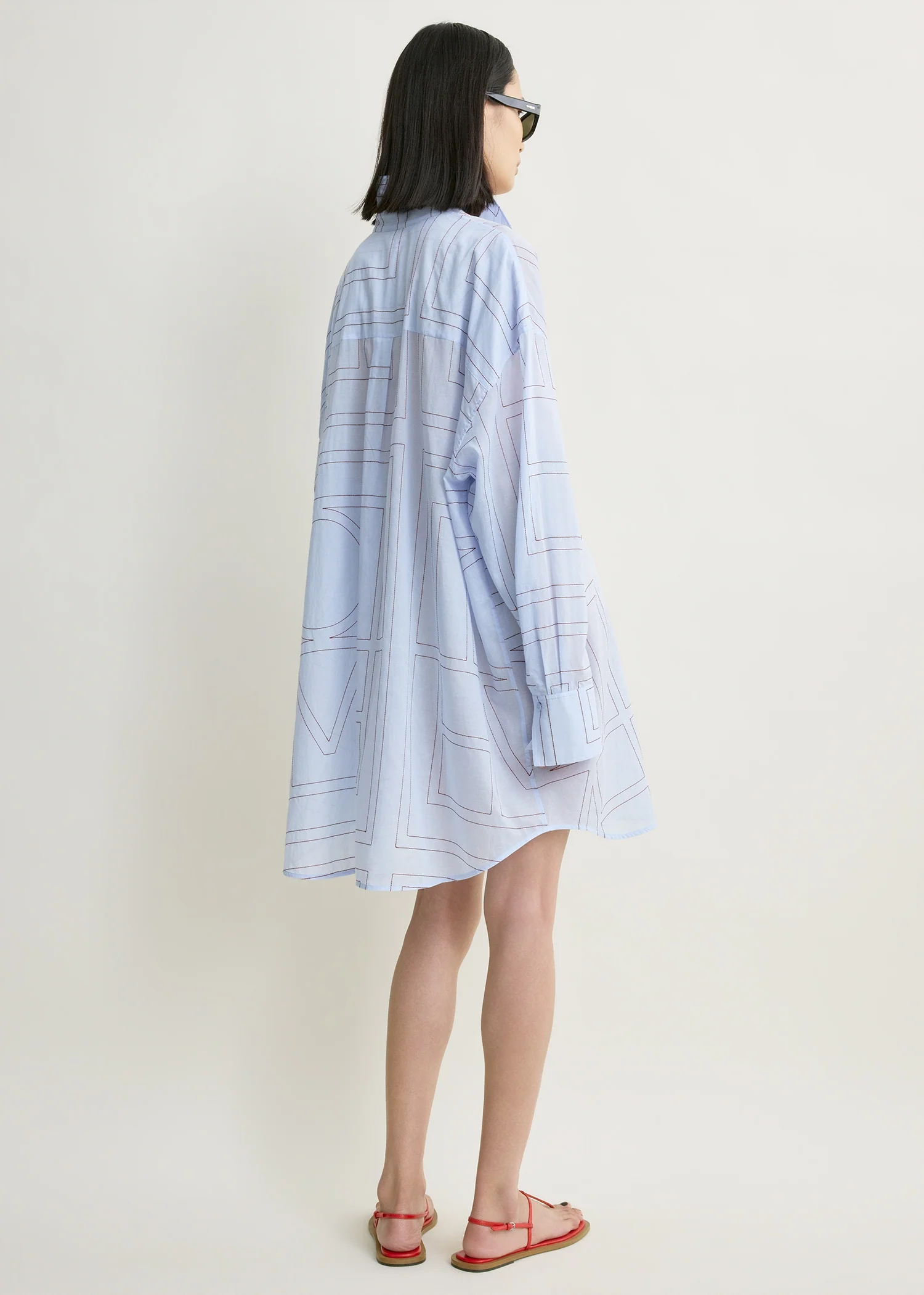 Long summer shirt sky/red - Image 3