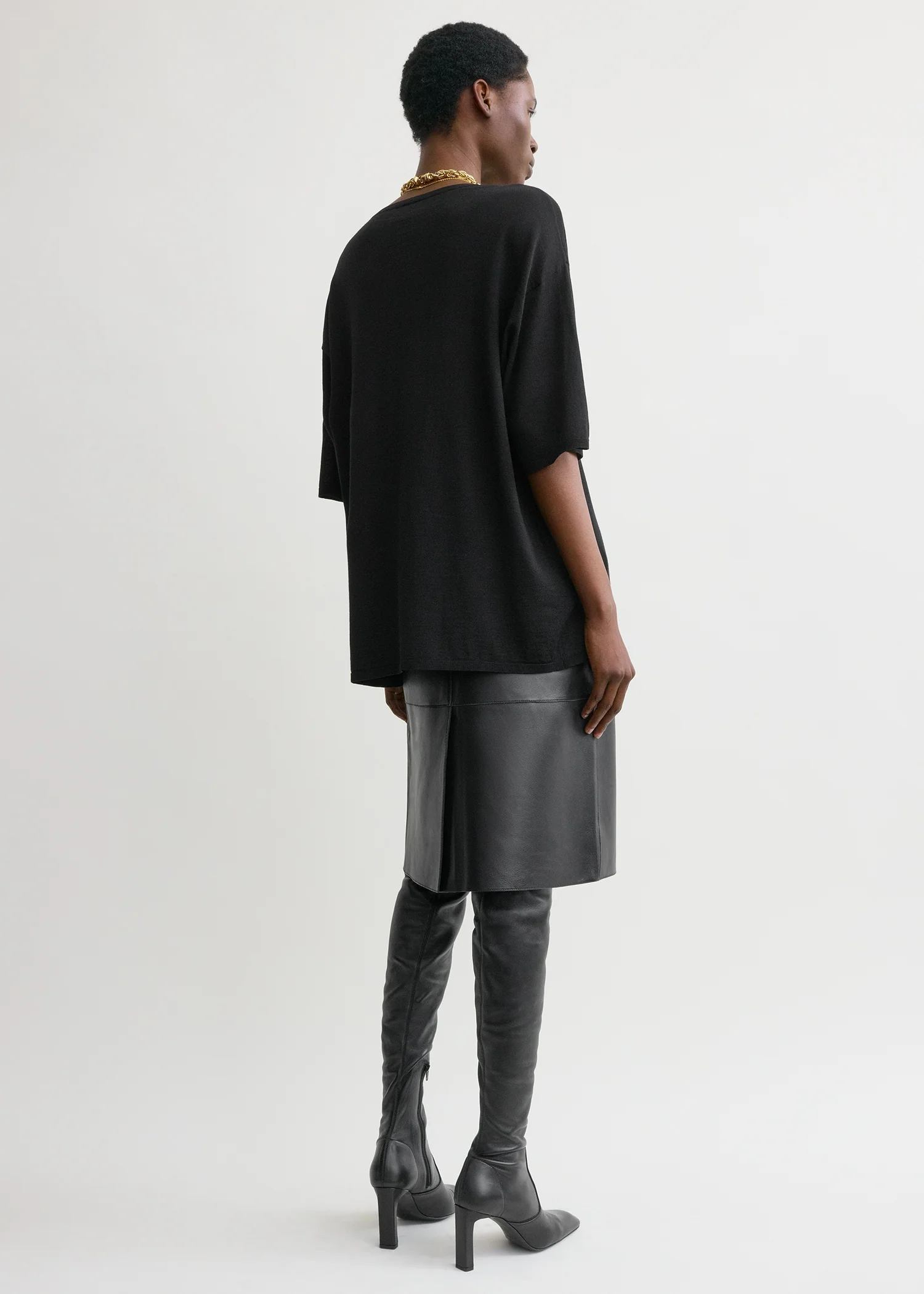 Longline tee knit black - Image 3