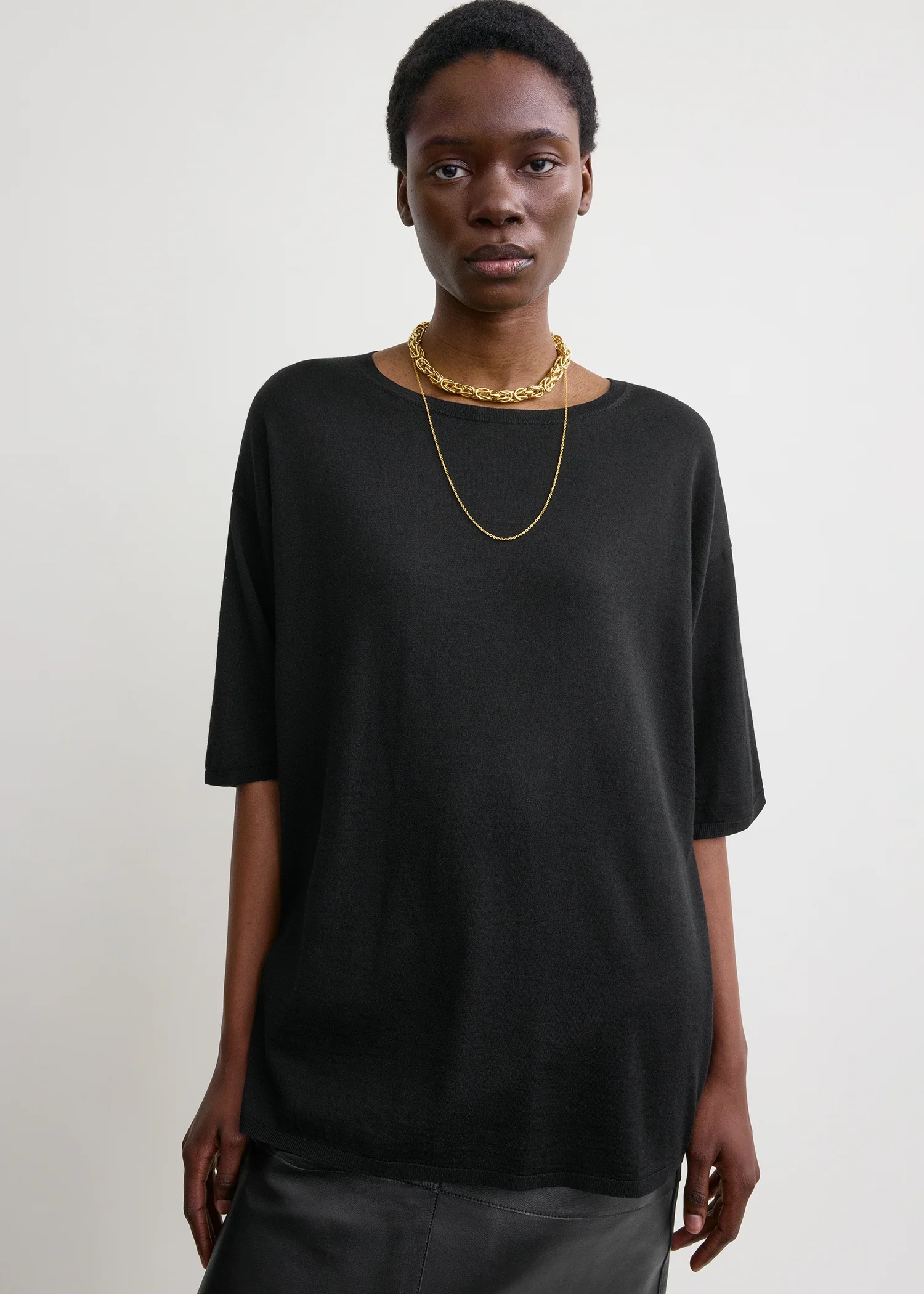 Longline tee knit black - Image 4