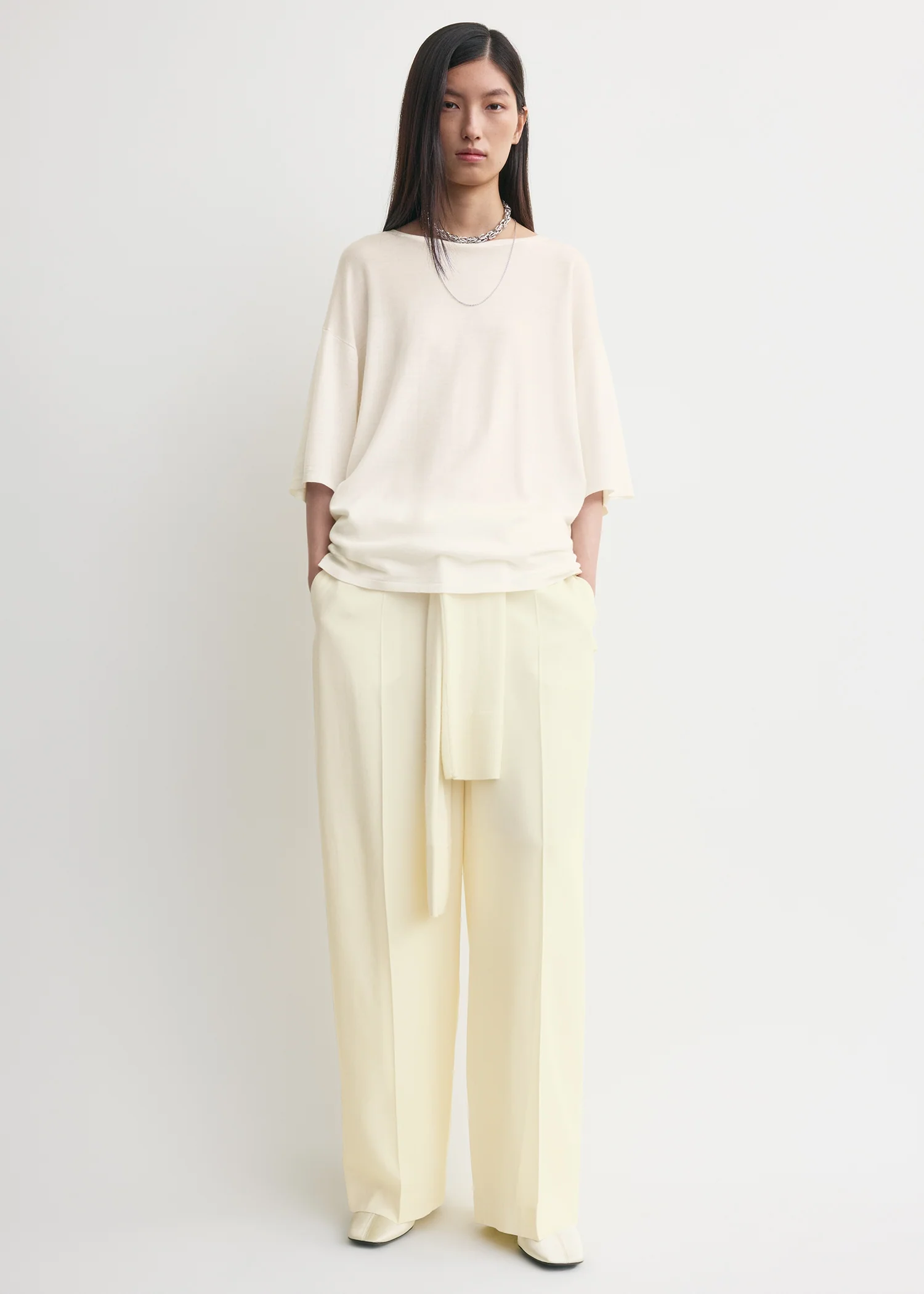 Longline tee knit white