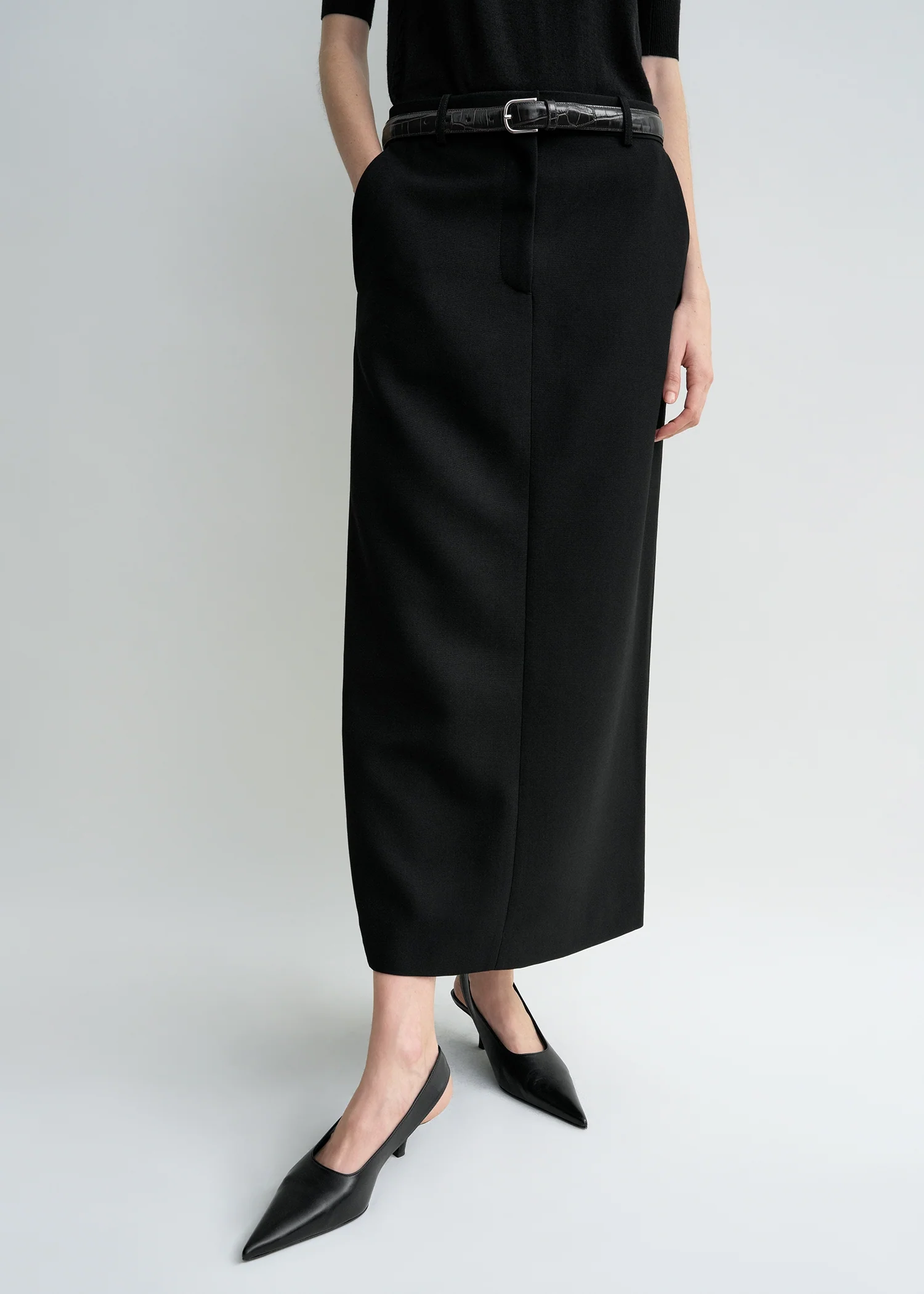 Low-waist straight skirt black petite - Image 4