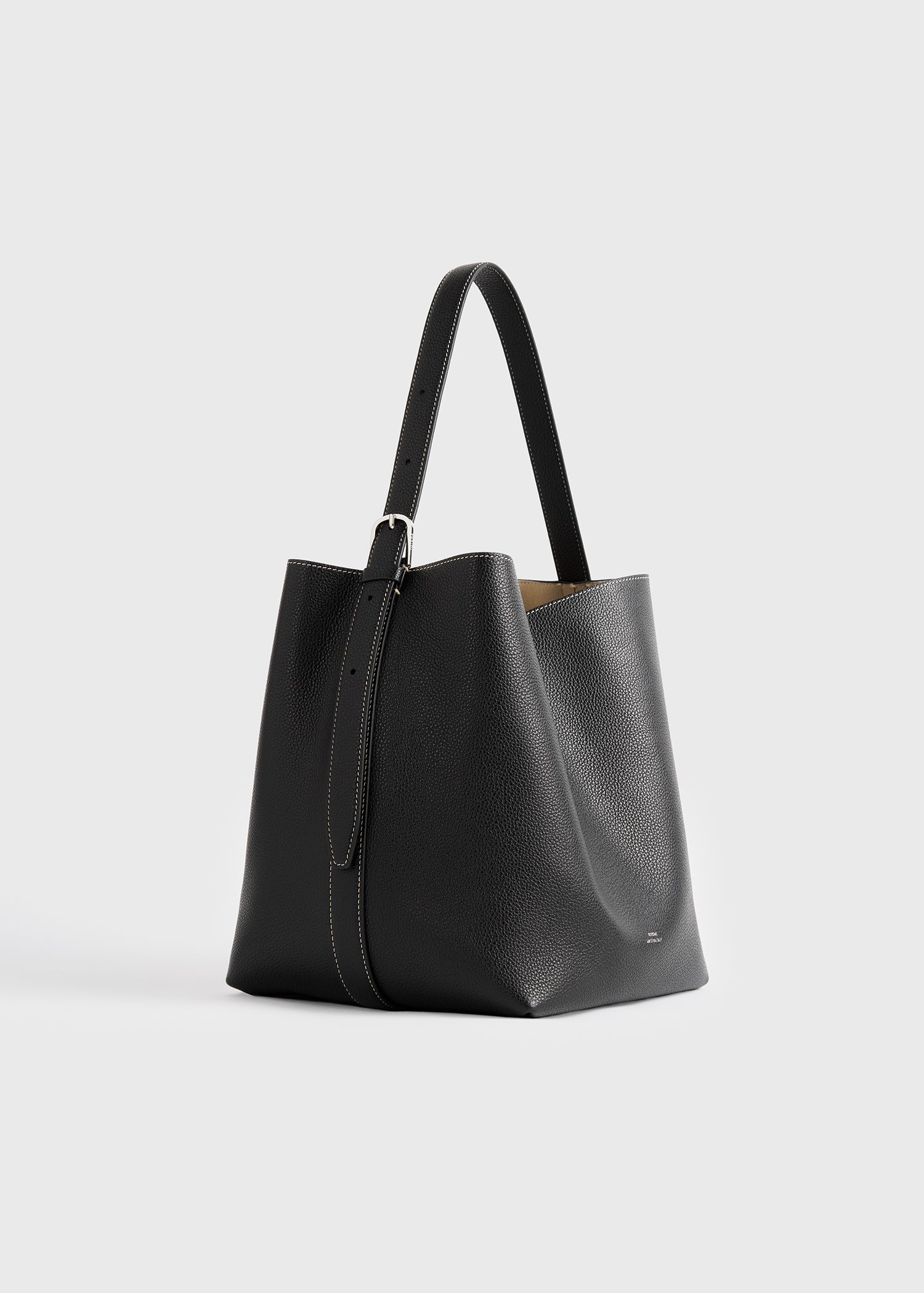 Medium belted grained-leather tote black - Image 7