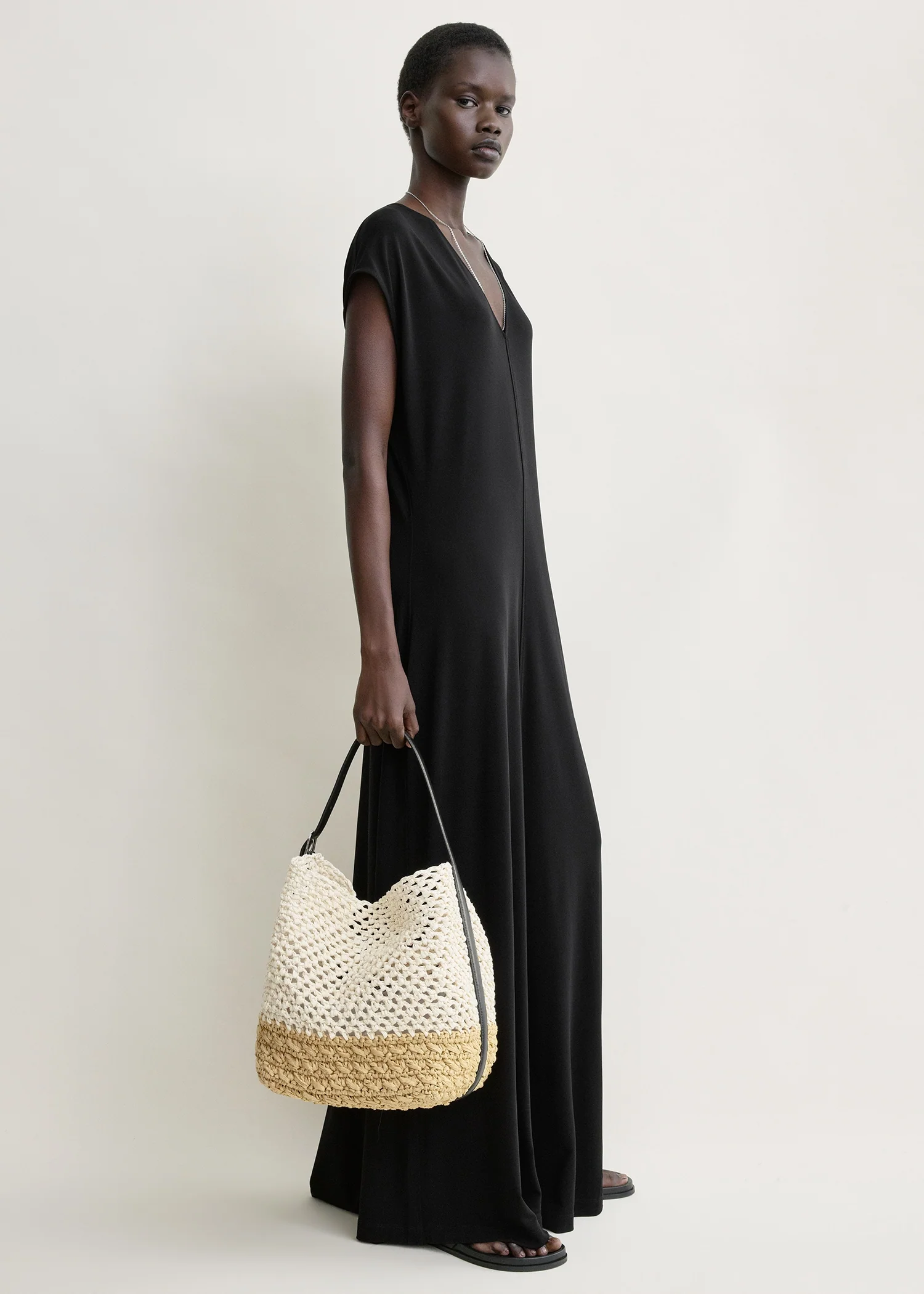 Medium belted paper raffia tote ecru/vanilla - Image 2