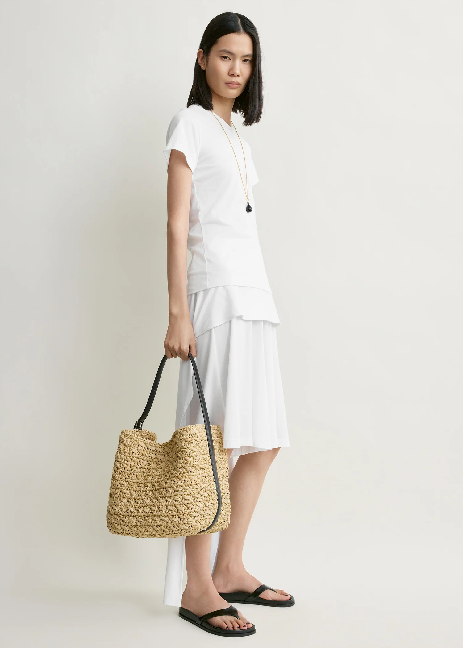 Medium belted paper raffia tote natural - Image 2